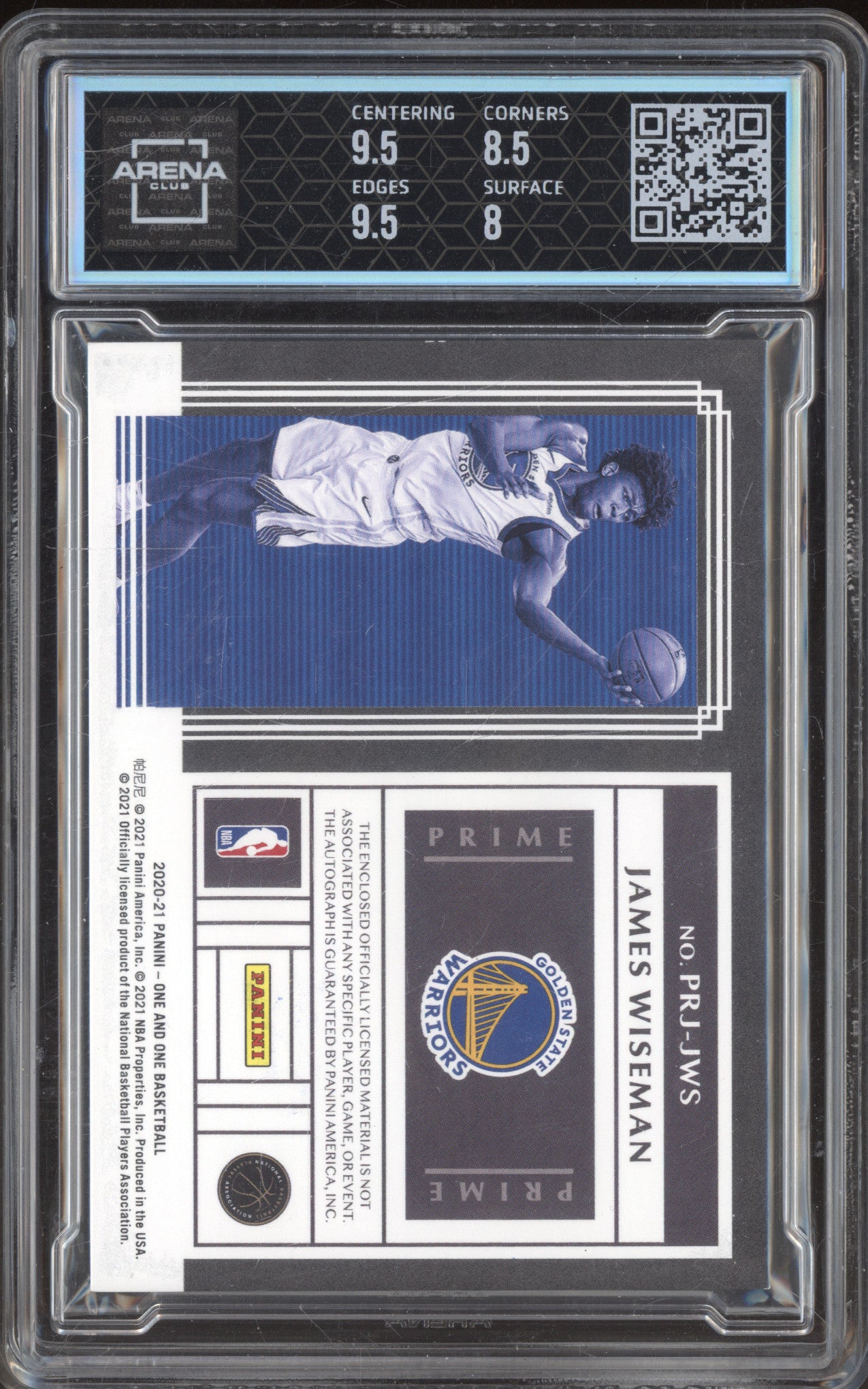 James Wiseman Panini One and One PRJ-JWS Rookie Jersey Auto RC /99 AC 8.5/9