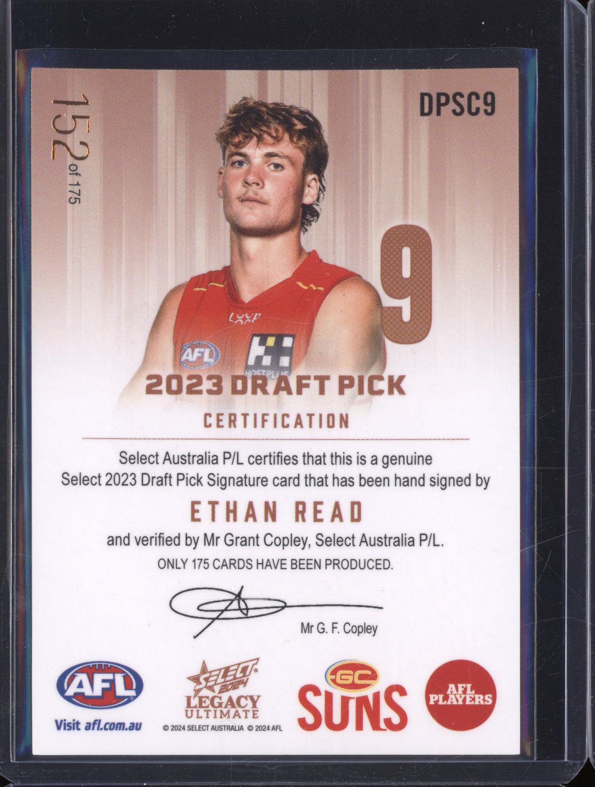 Ethan Read 2024 Select Legacy Ultimate DPSC9 Copper Draft Signature RC 152/175