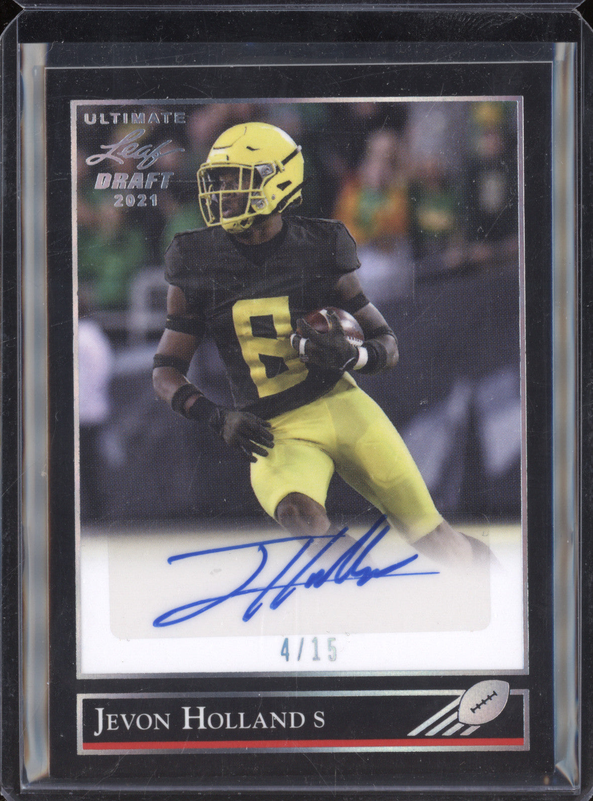 Jevon Holland 2021 Leaf Ultimate Draft BG-JH2 1992 Leaf Gold Autographs Silver Spectrum 4/15