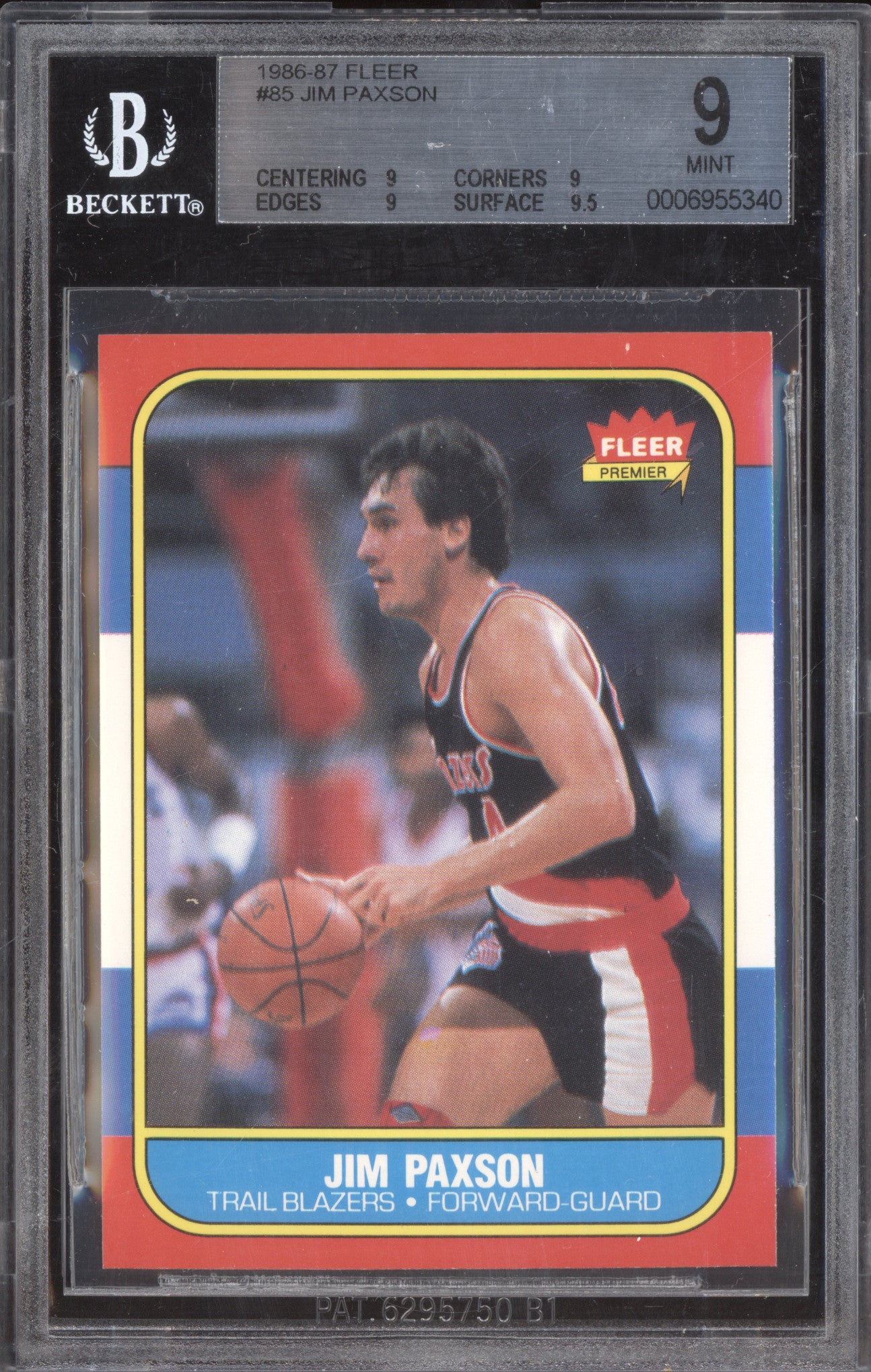 Jim Paxson 1986-87 Fleer 85 BGS 9