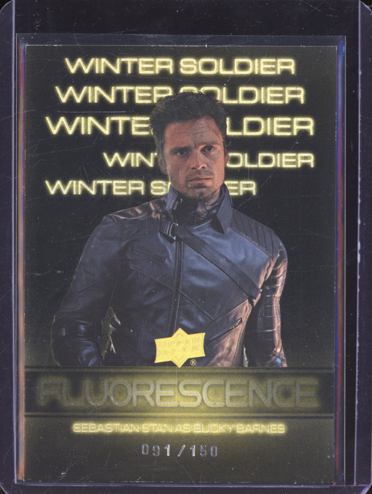Bucky Barnes 2024 Upper Deck Marvel Studios Series 1 Fluorescence Gold 91/150