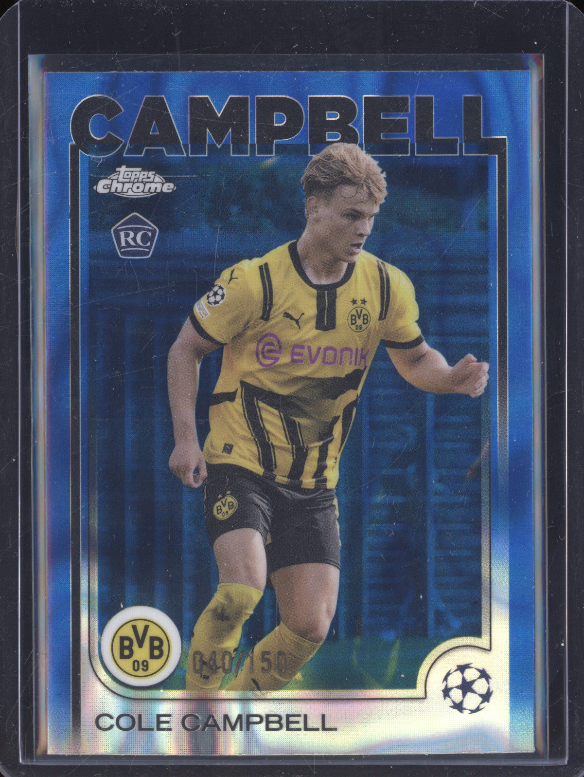 Cole Campbell 2024-25 Topps Chrome 191 Blue Lava Refractor RC 40/150