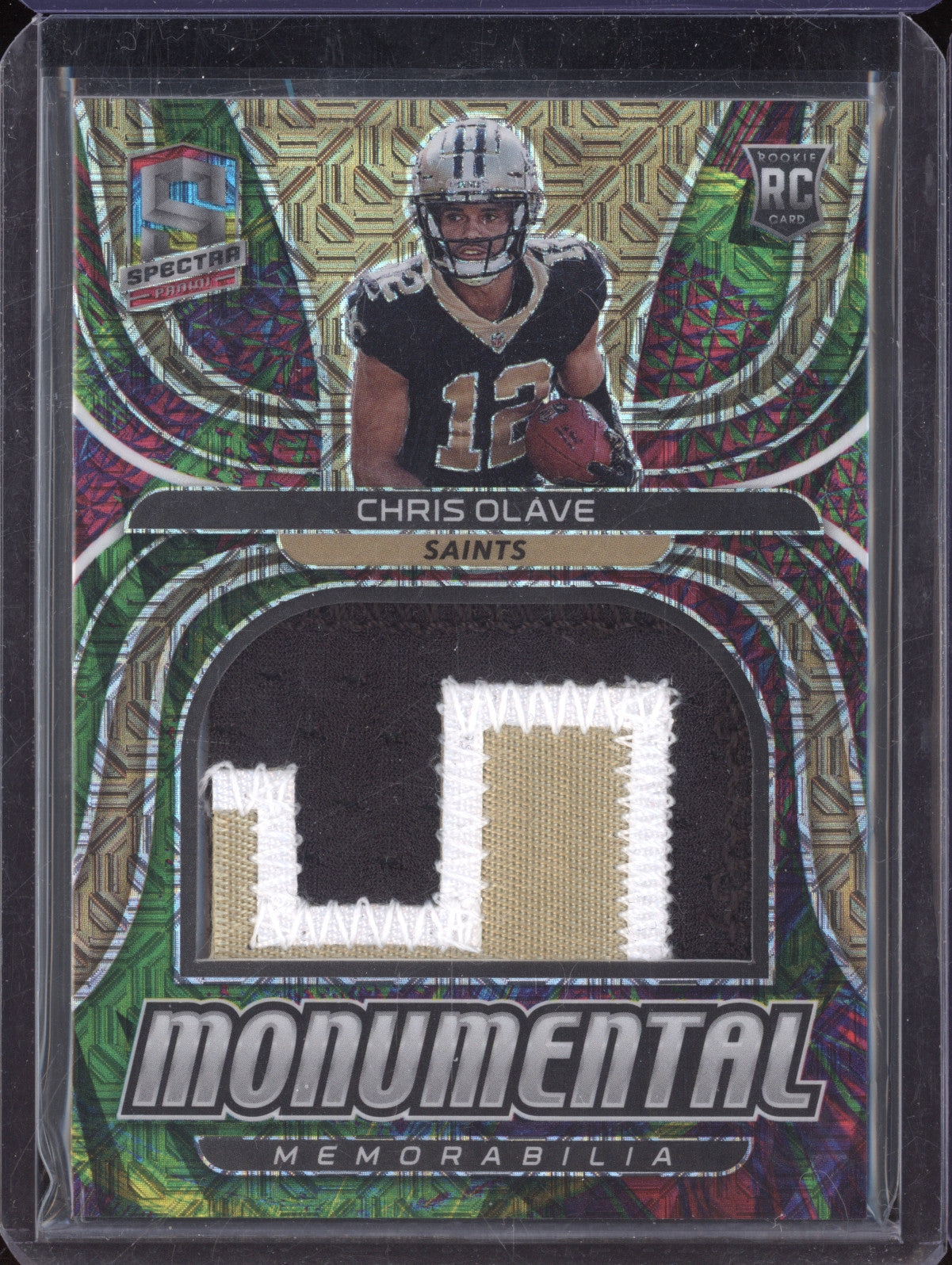 Chris Olave 2022 Panini Spectra MME-COL Monumental Mem Meta RC 3/25