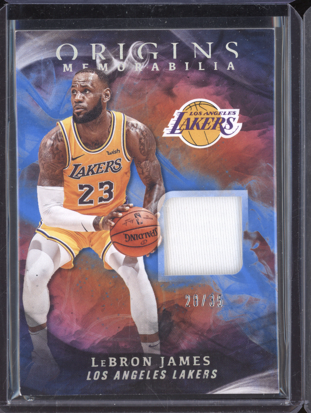 LeBron James 2019-20 Panini Origins OM-LBJ Origins Memorabilia Blue 28/35