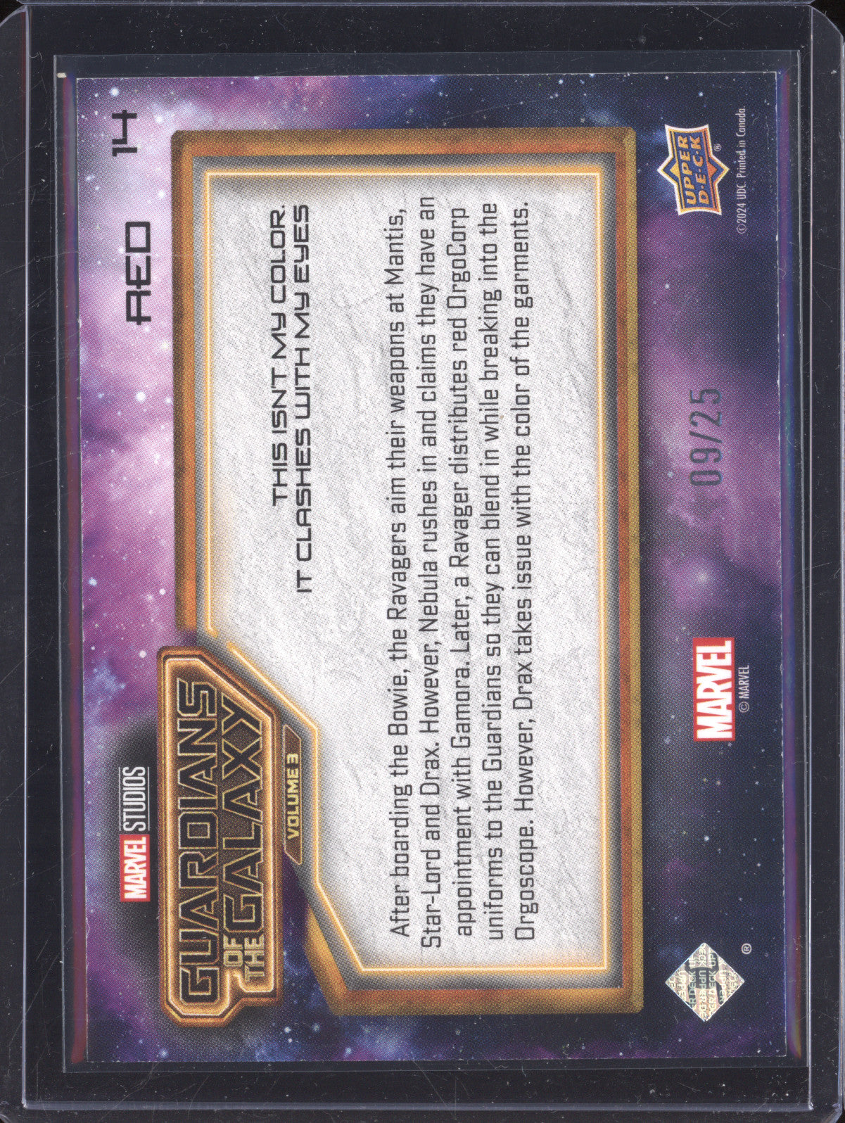 This Isn't My Color 2024 Upper Deck Guardians of the Galaxy 4 14 9/25