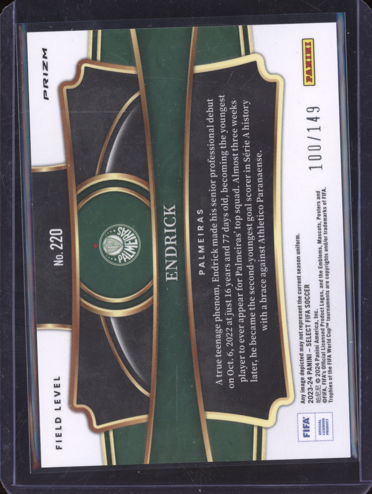 Endrick 2023-24 Panini Select FIFA 220 Red Wave Field Level RC 100/149