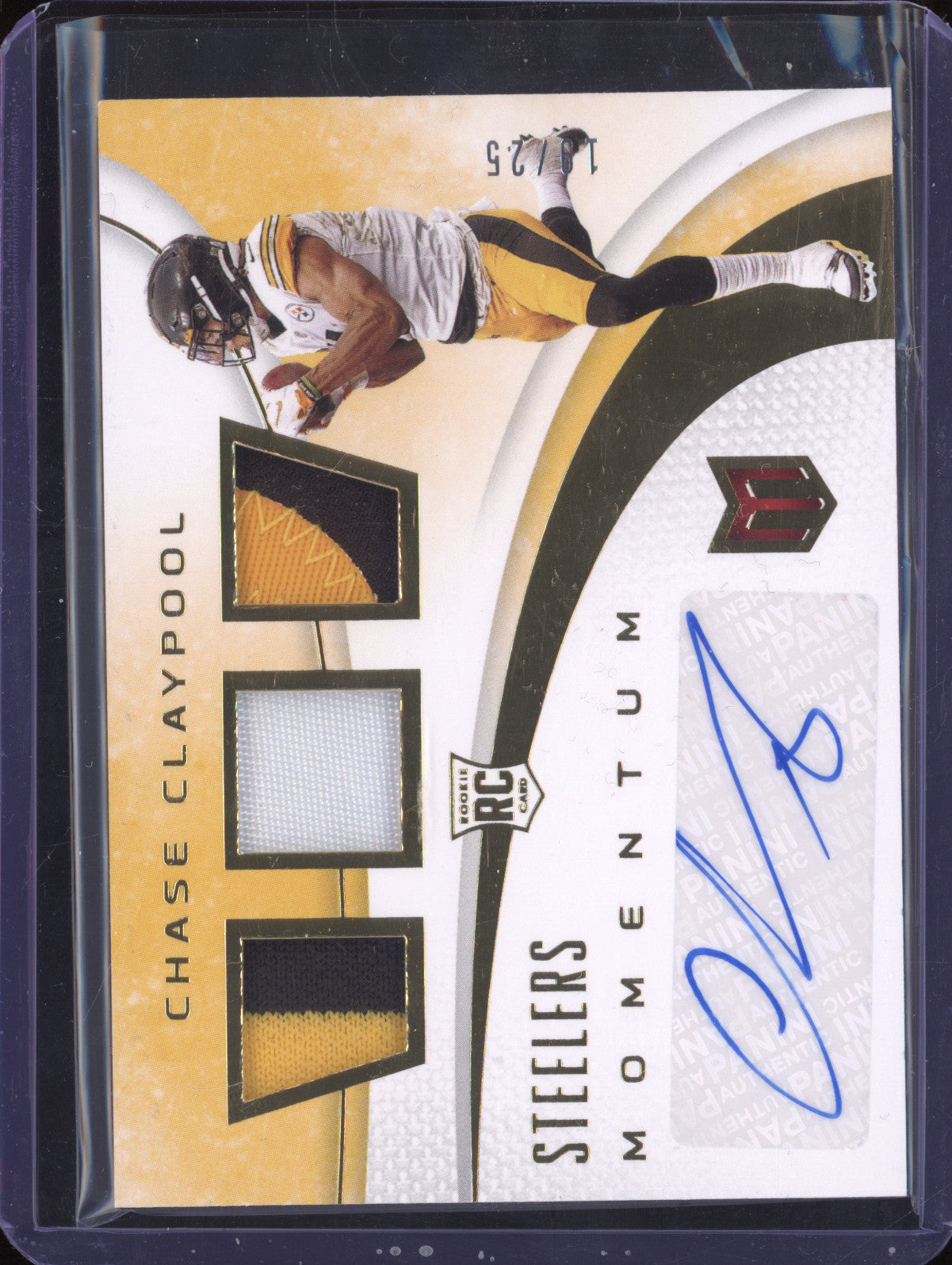 Chase Claypool 2020 Panini Chronicles MJA-CC Momentum Triple Jersey Auto RC /25