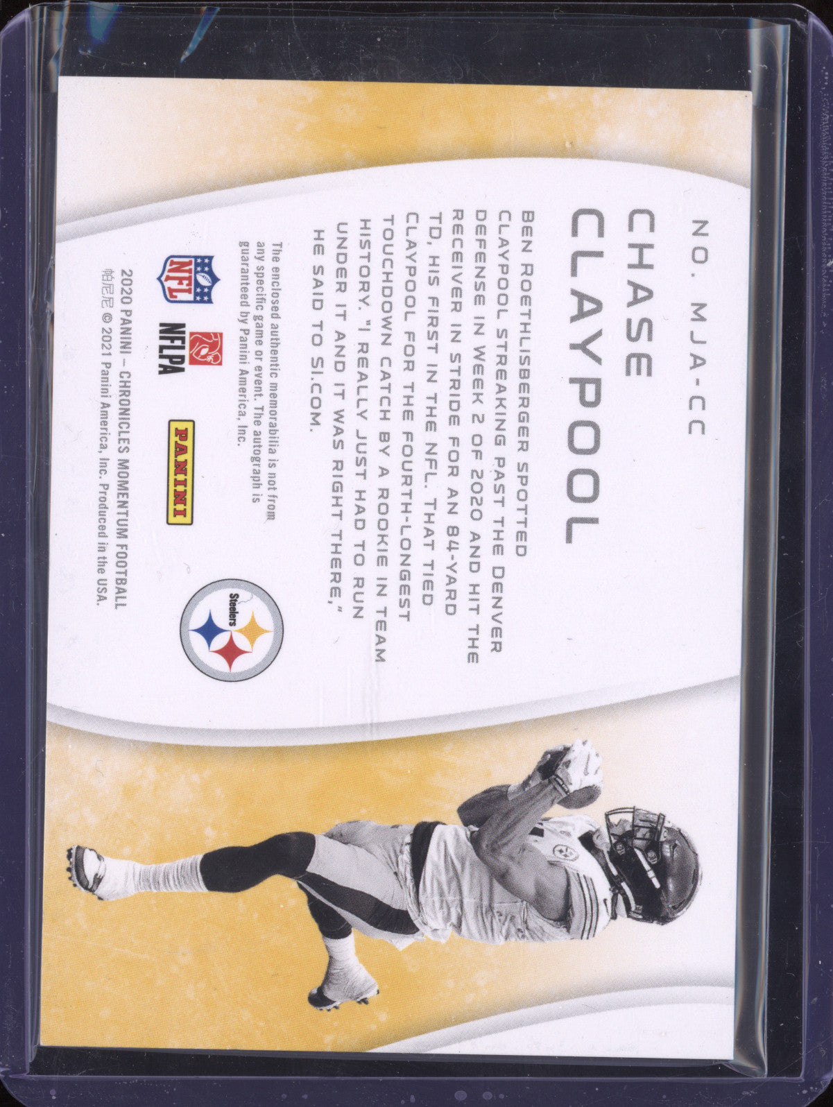 Chase Claypool 2020 Panini Chronicles MJA-CC Momentum Triple Jersey Auto RC /25