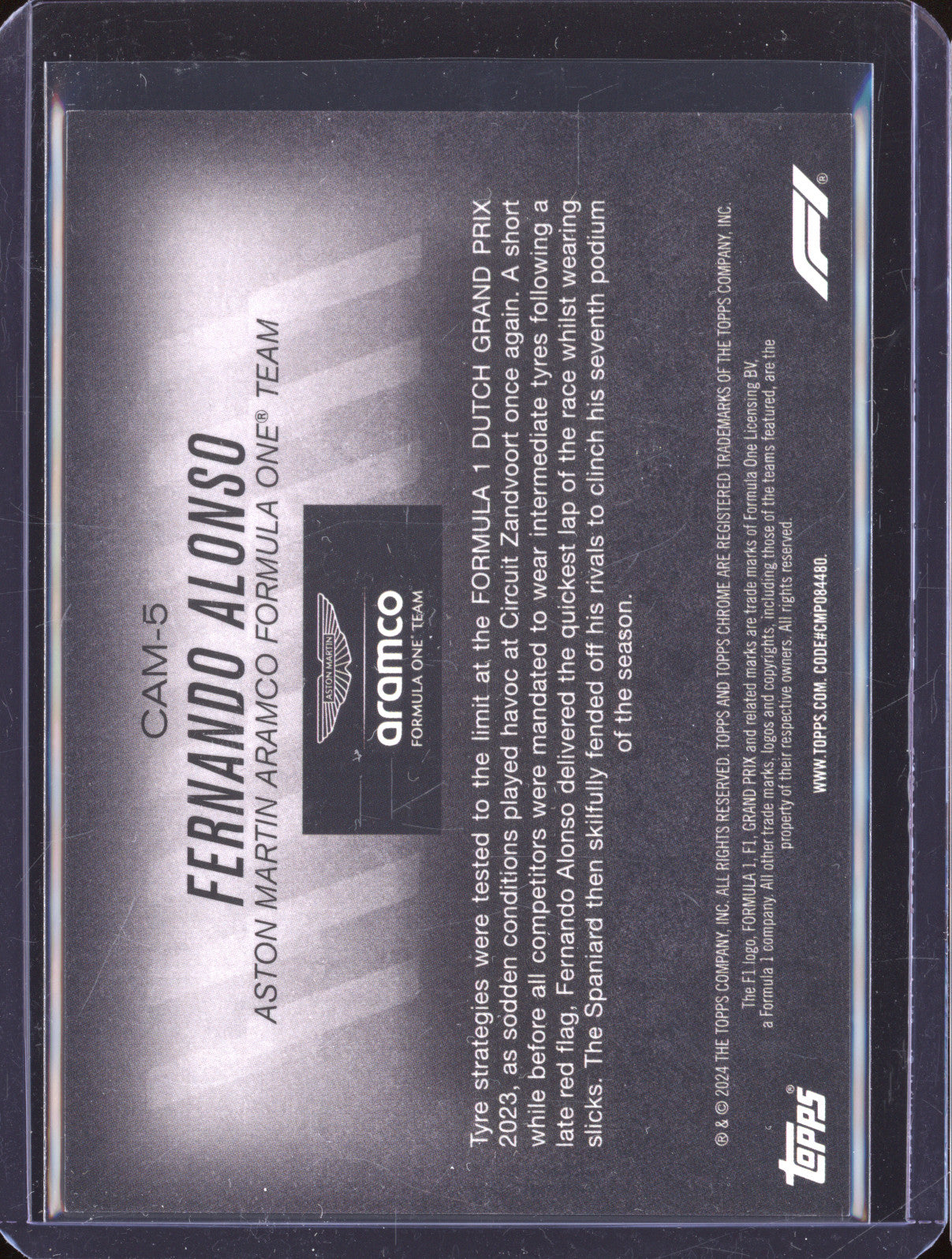 2024 Topps Chrome Formula 1 CAM-5 Fernando Alonso Camber 33/50