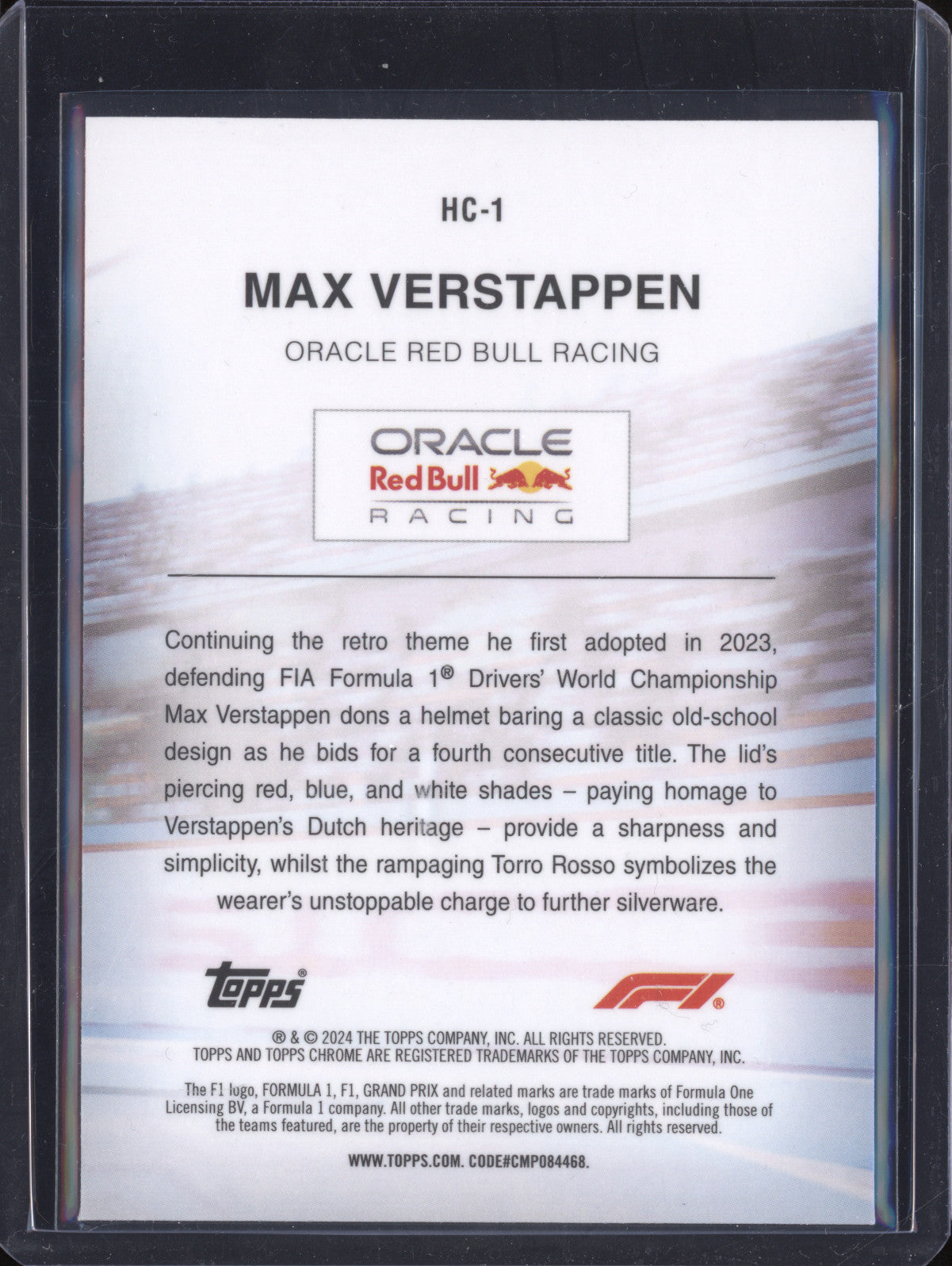 Max Verstappen 2024 Topps Chrome HC-1 Helmet Collection