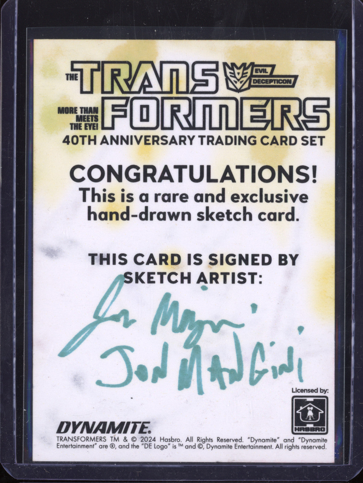 Starscream 2024 Dynamite Transformers 40th Anniversary Hand Signed Sketch Card