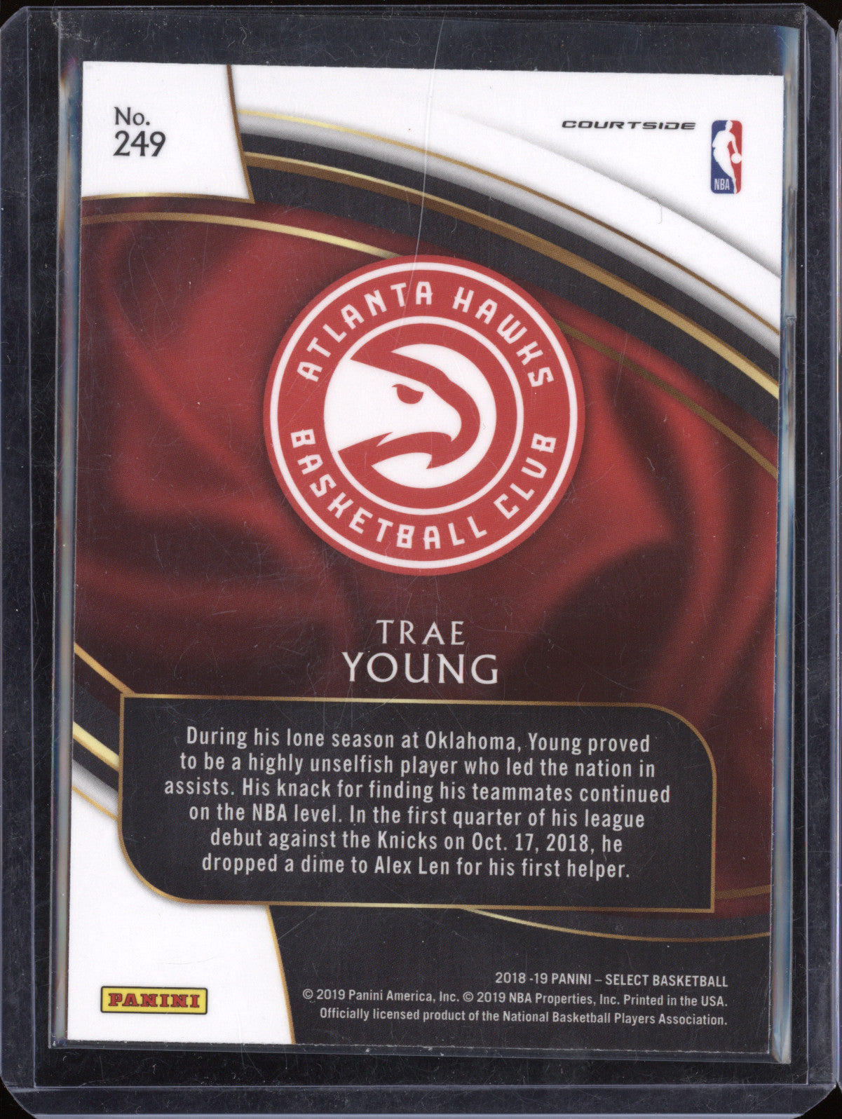 Trae Young 2018-19 Panini Select 249 Courtside RC