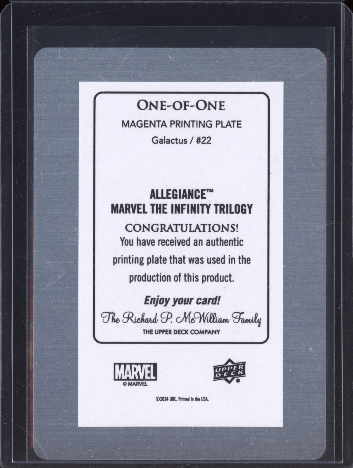 Galactus Upper Deck Allegiance Infinity Trilogy 22 Magenta Printing Plate 1/1