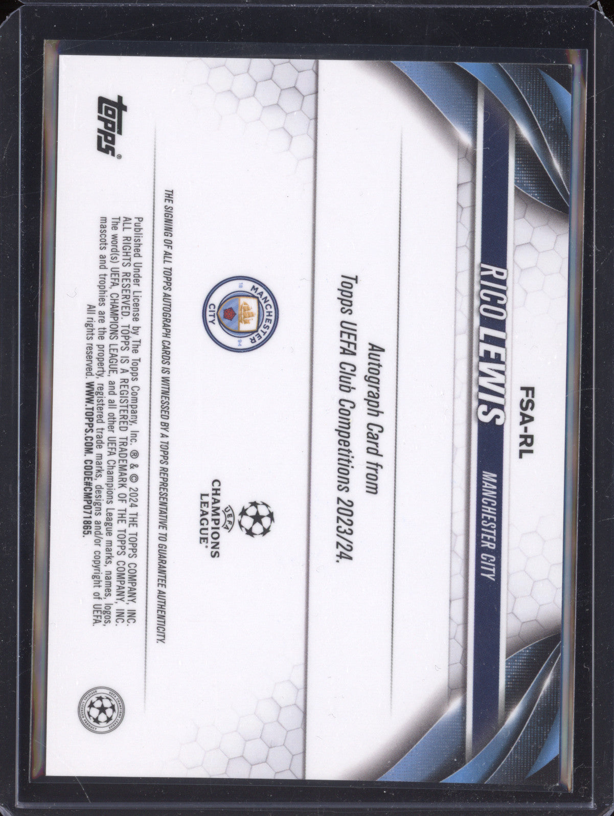 Rico Lewis 2023-24 Topps Chrome FSA-RL Future Stars Auto Neon Green Wave 38/399