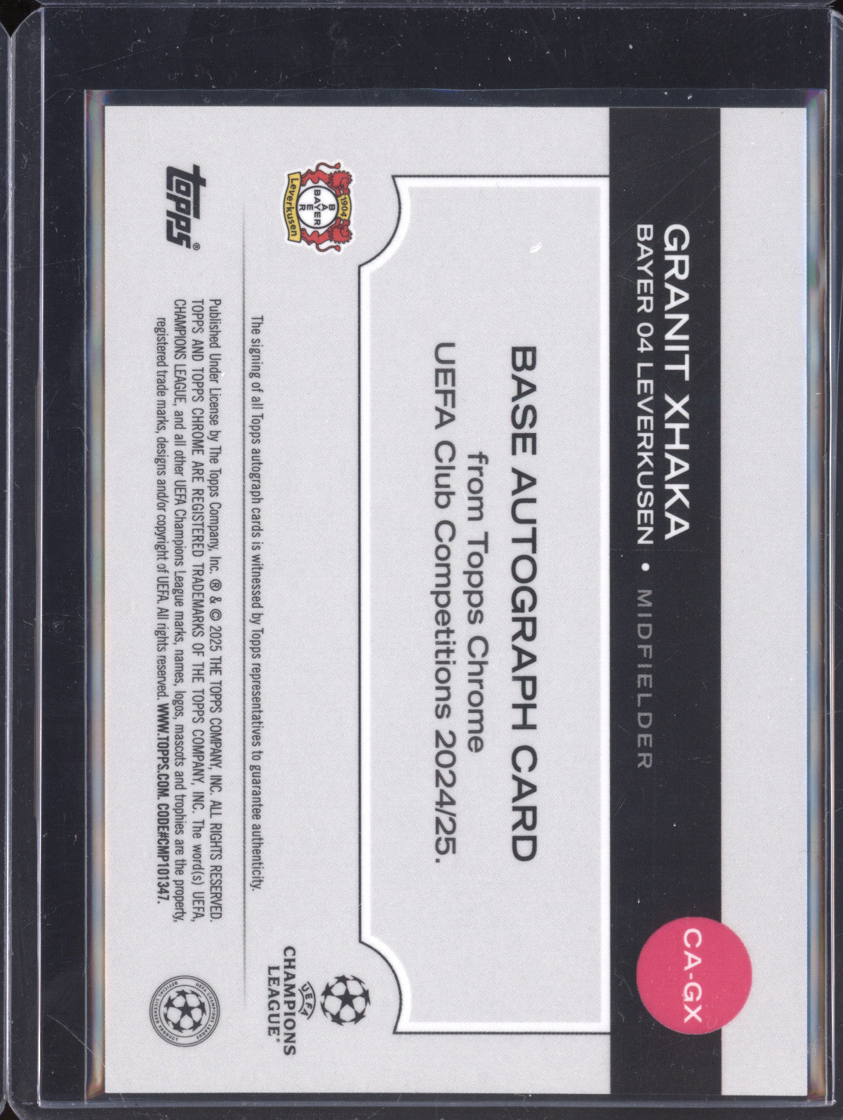 Granit Xhaka 2024-25 Topps Chrome CA-GX Gold Lava Refractor Auto 10/50