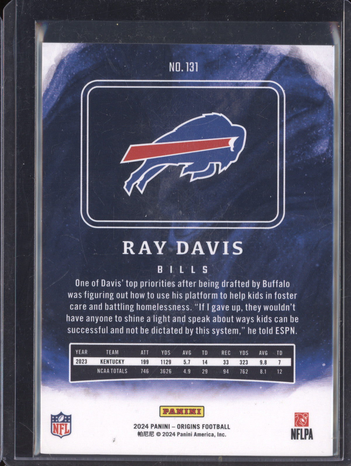 Ray Davis 2024 Panini Origins 131 Holo Turquoise RC 37/49