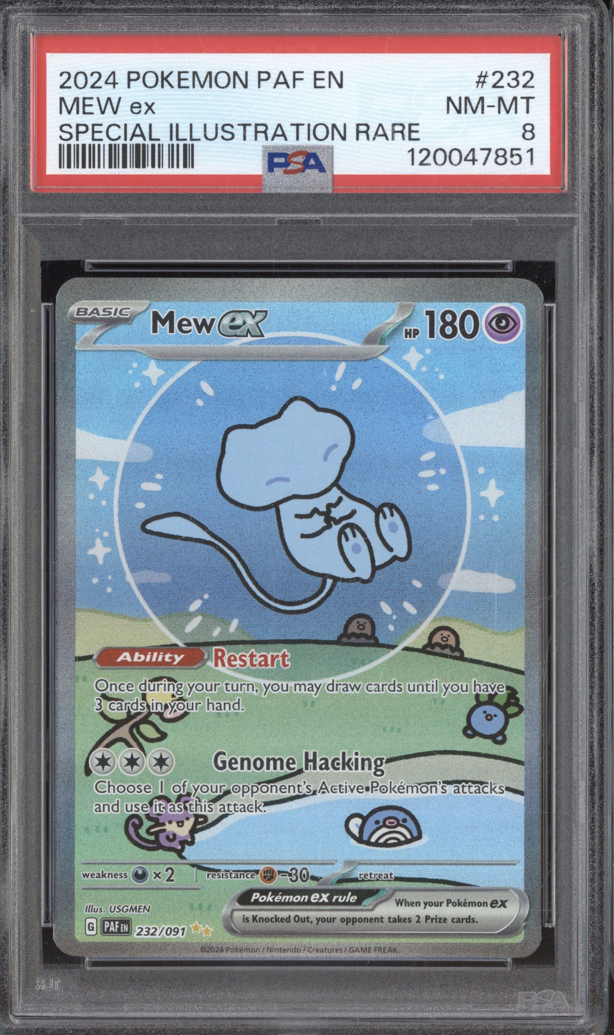 2024 Pokemon Paldean Fates PAF 232/091 Mew ex Special Illustration Rare PSA 8