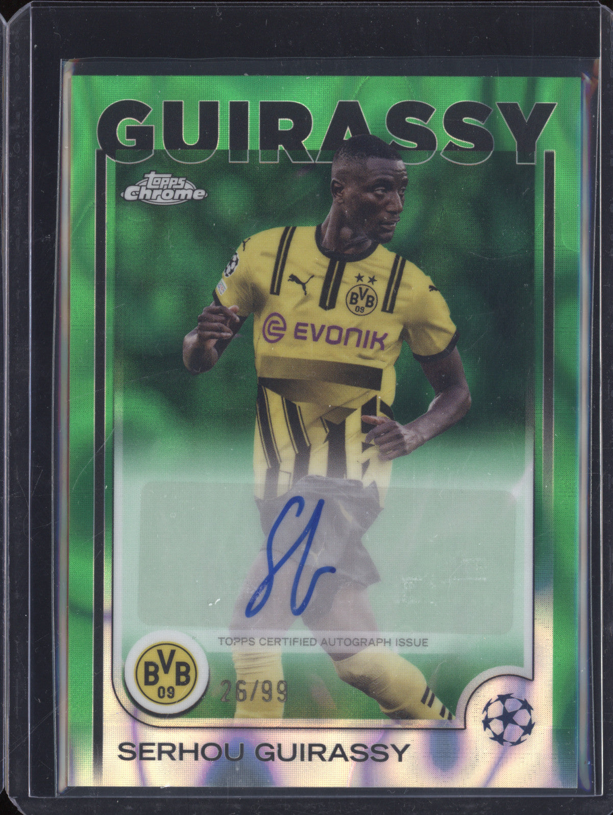 Serhou Guirassy 2024-25 Topps Chrome CA-GY Green Lava Refractor Auto 26/99