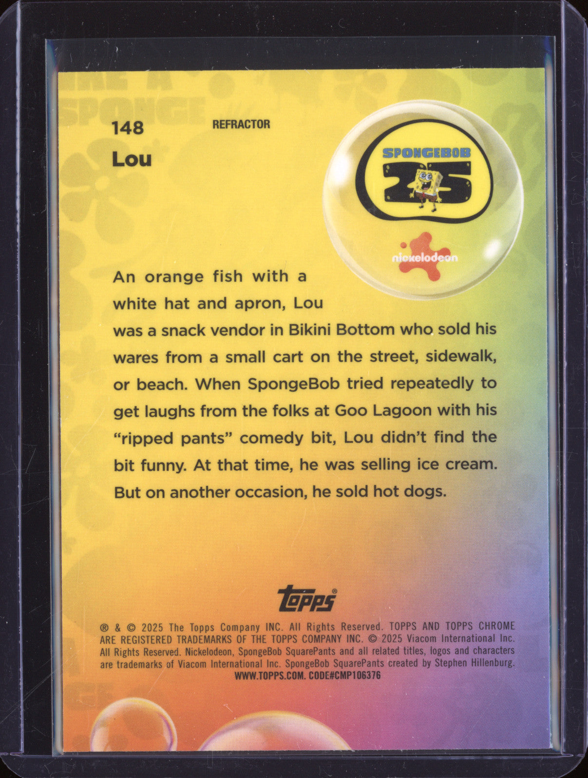 2025 Topps Chrome SpongeBob SquarePants 25th Anniversary 148 Lou Refractor