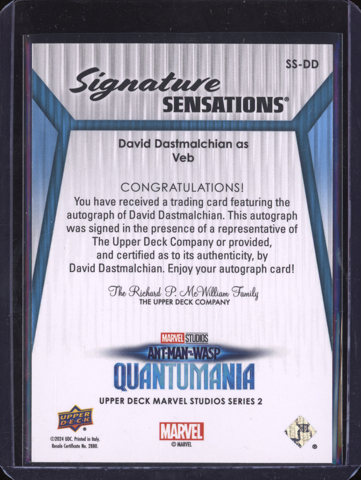 Veb 2024 Upper Deck Marvel Studios Series 2 SS-DD Signature Sensations