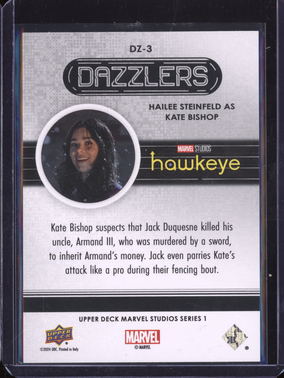 Kate Bishop 2024 Upper Deck Marvel Studios Series 1 DZ-3 Dazzlers Blue