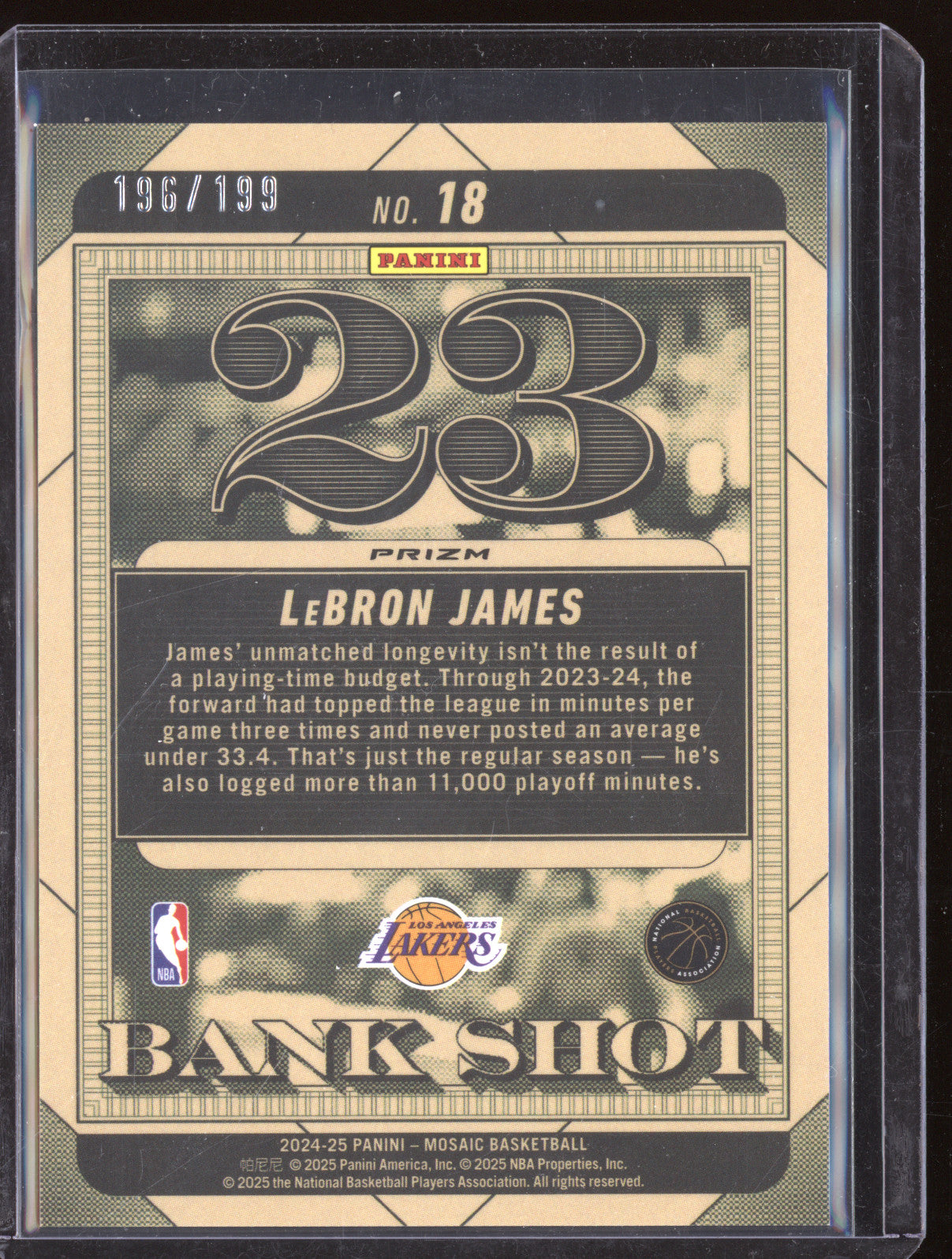 Lebron James Panini Mosaic 18 Bank Shot Mosaic Blue 196/199