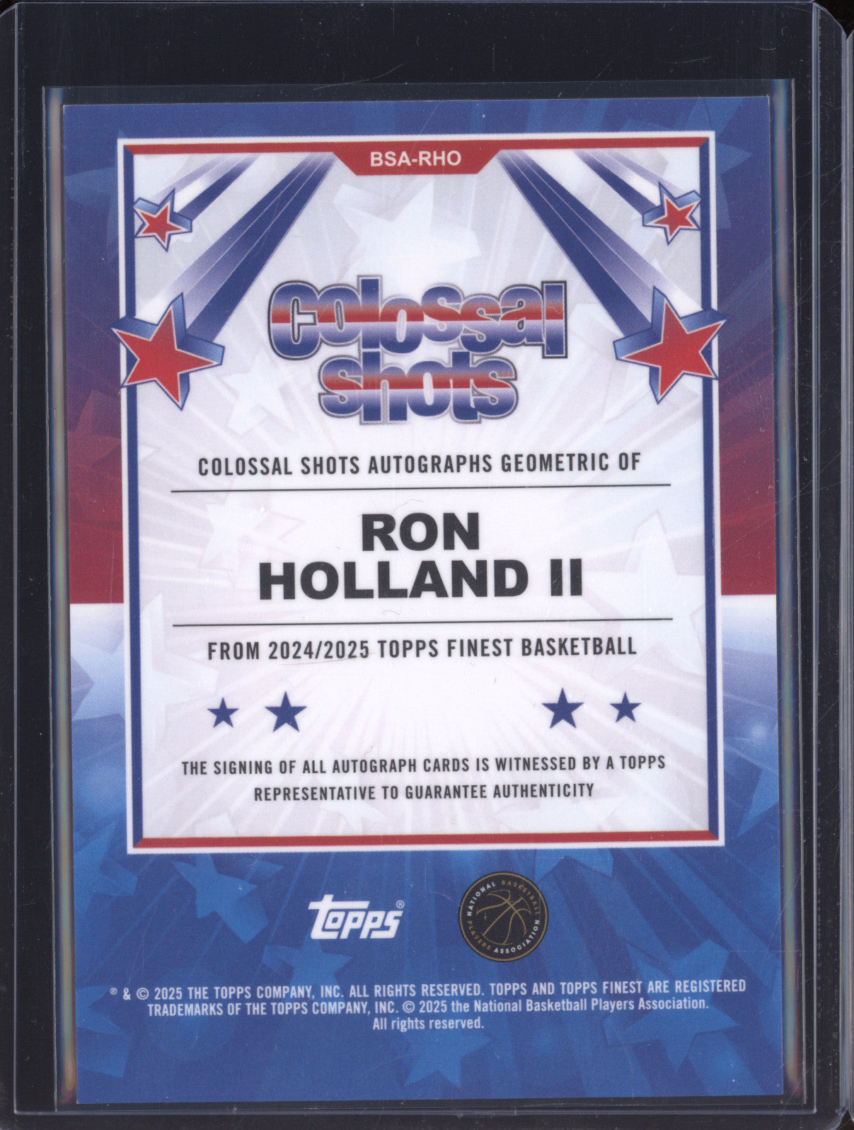 Ron Holland II 2024-25 Topps Finest BSA-RHO Colossal Shots Auto RC