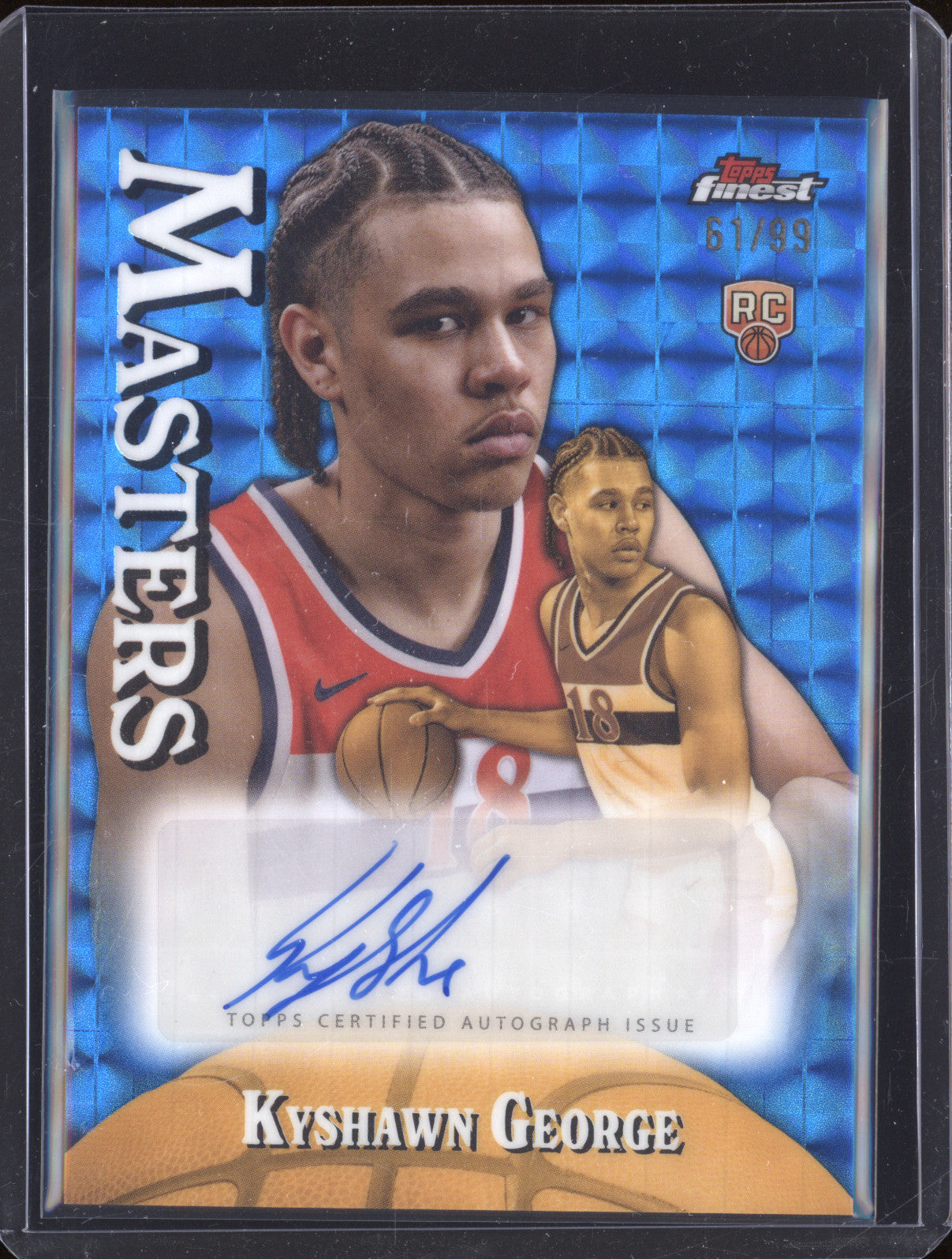 Kyshawn George 2024-25 Topps Finest MA-KGE Masters Auto Blue Geometric RC 61/99