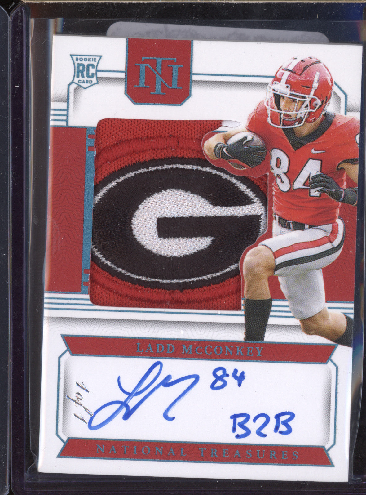 Ladd McConkey 2024 Panini NT Collegiate Materials Auto Team Logo Shield RC 1/1