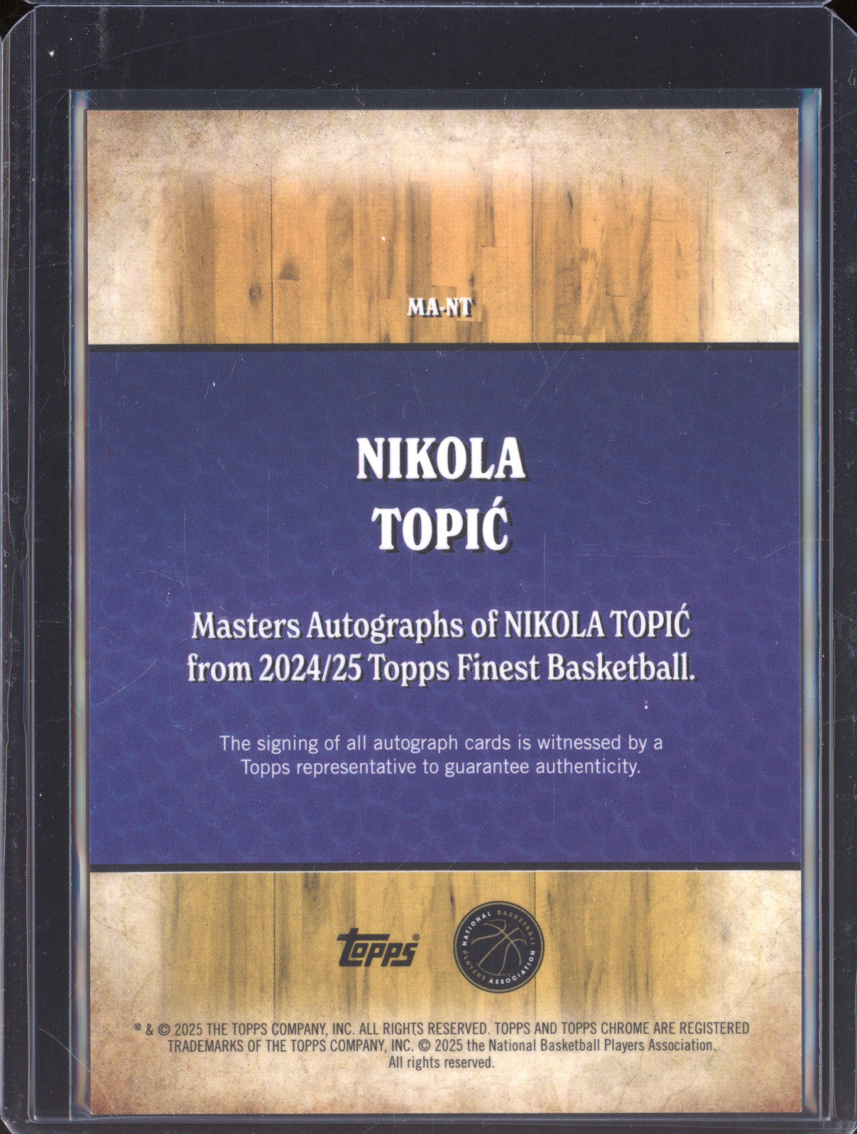 Nikola Topic 2024-25 Topps Finest MA-NT Masters Auto Blue Geometric RC 43/99
