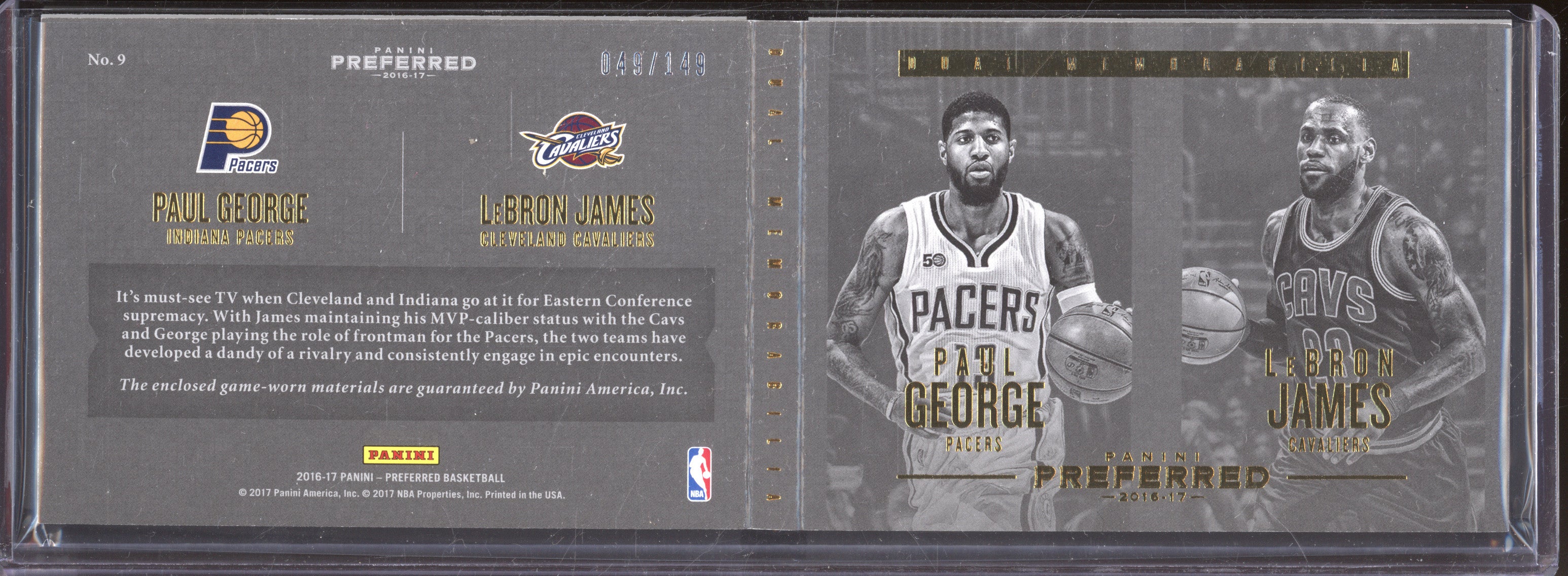 George LeBron 2016-17 Panini Preferred 9 Dual Memorabilia Booklet 49/149