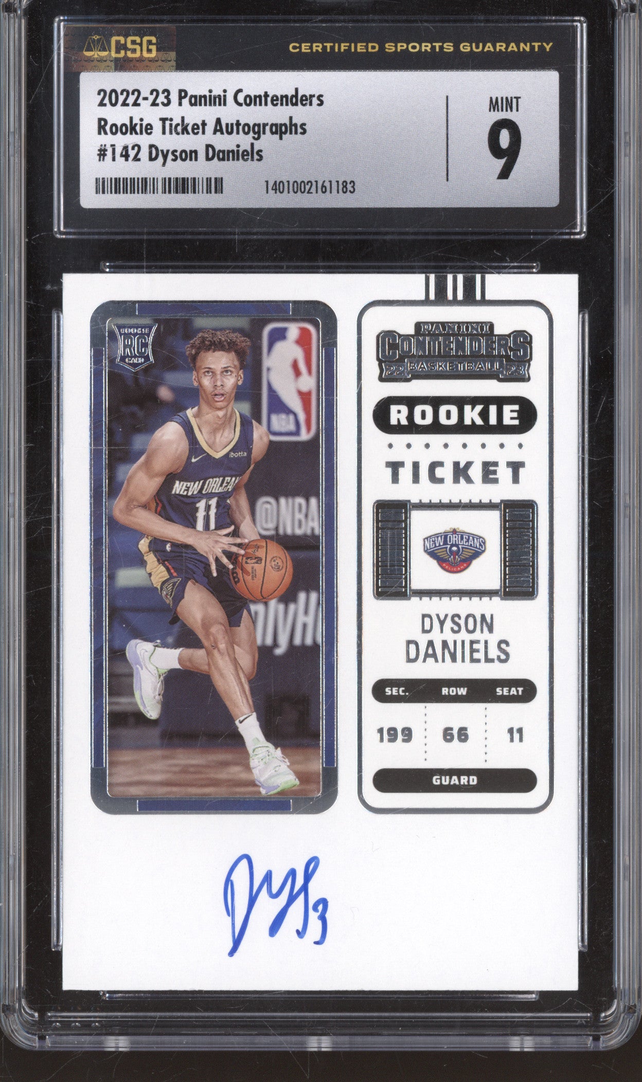 2022 Panini Contenders 142 Dyson Daniels Rookie Ticket Auto CSG 9