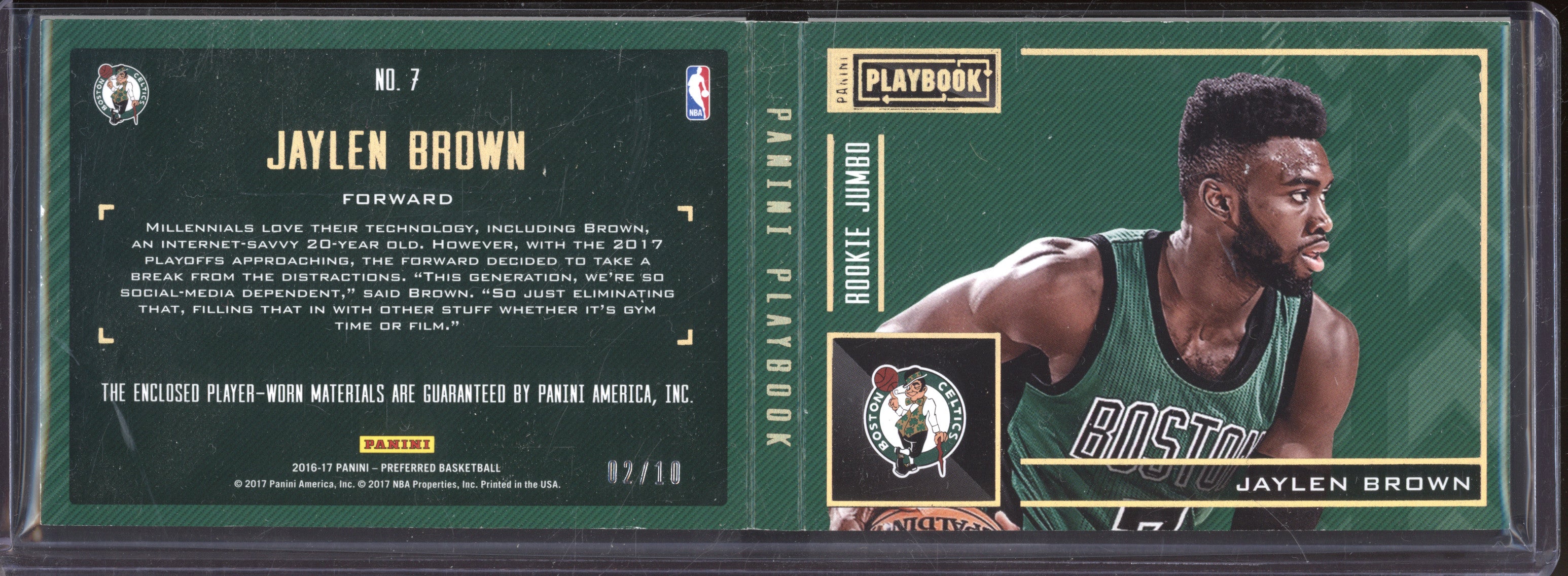 Jaylen Brown 2016-17 Panini Preferred 7 Playbook Rookie Jumbo Booklet RC 2/10
