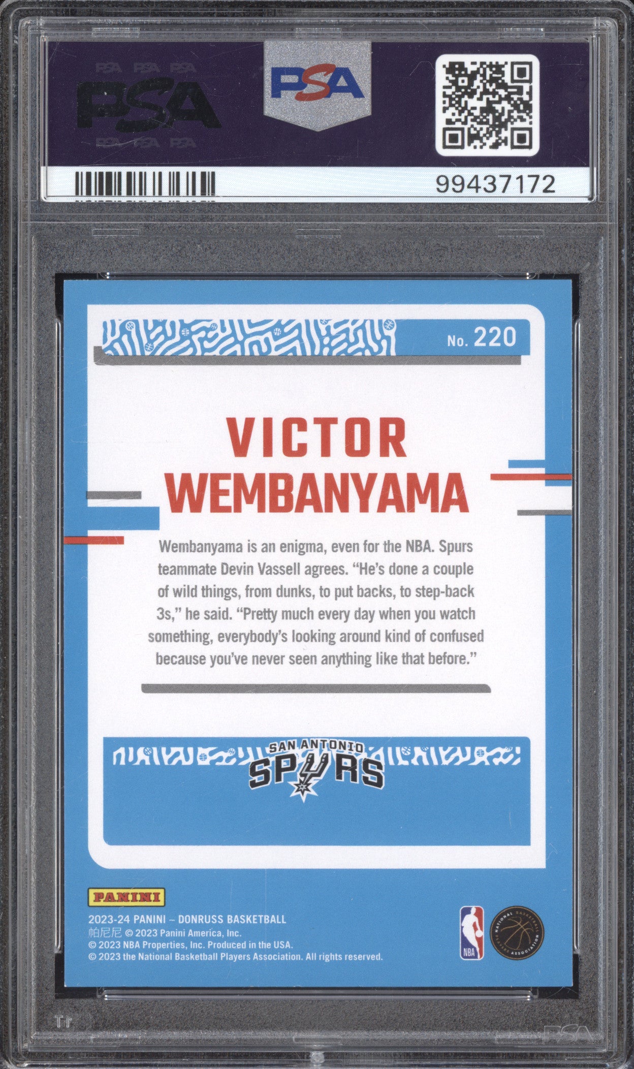 Victor Wembanyama 2023-24 Panini Donruss 220 Red PSA 9