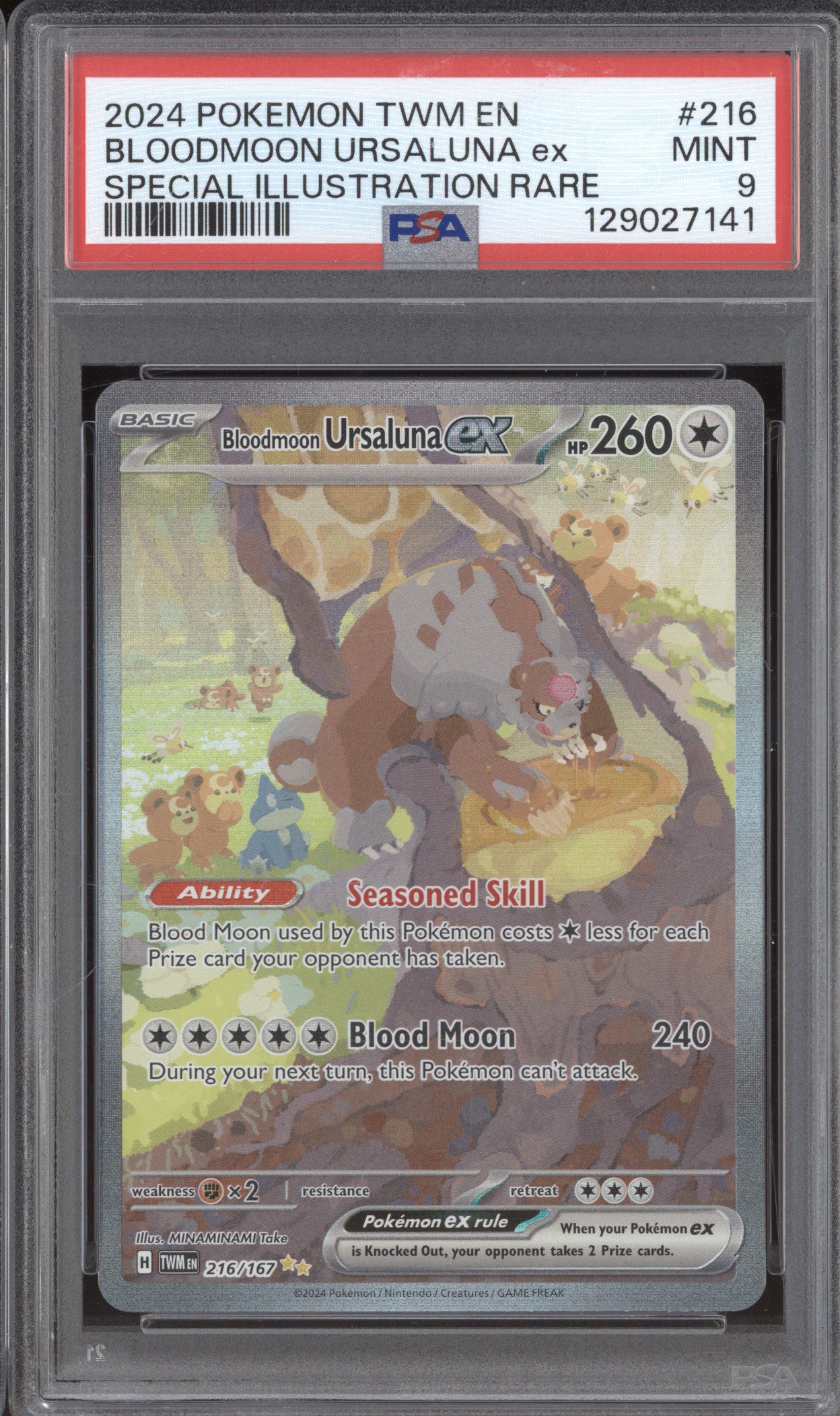 2024 Pokemon Twilight Masquerade TWM 216/167 Bloodmoon Ursaluna ex SIR PSA 9