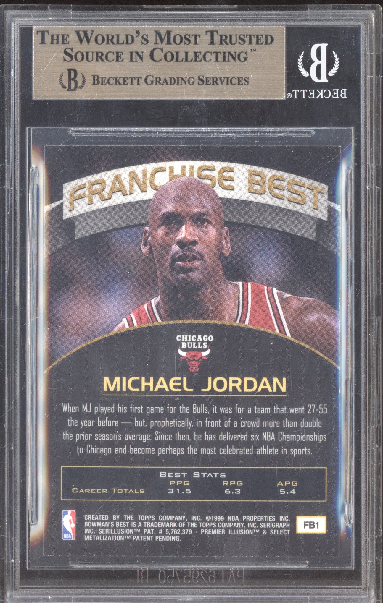 Michael Jordan 1998-99 Bowman's Best FB1 Franchise Best BGS 9.5