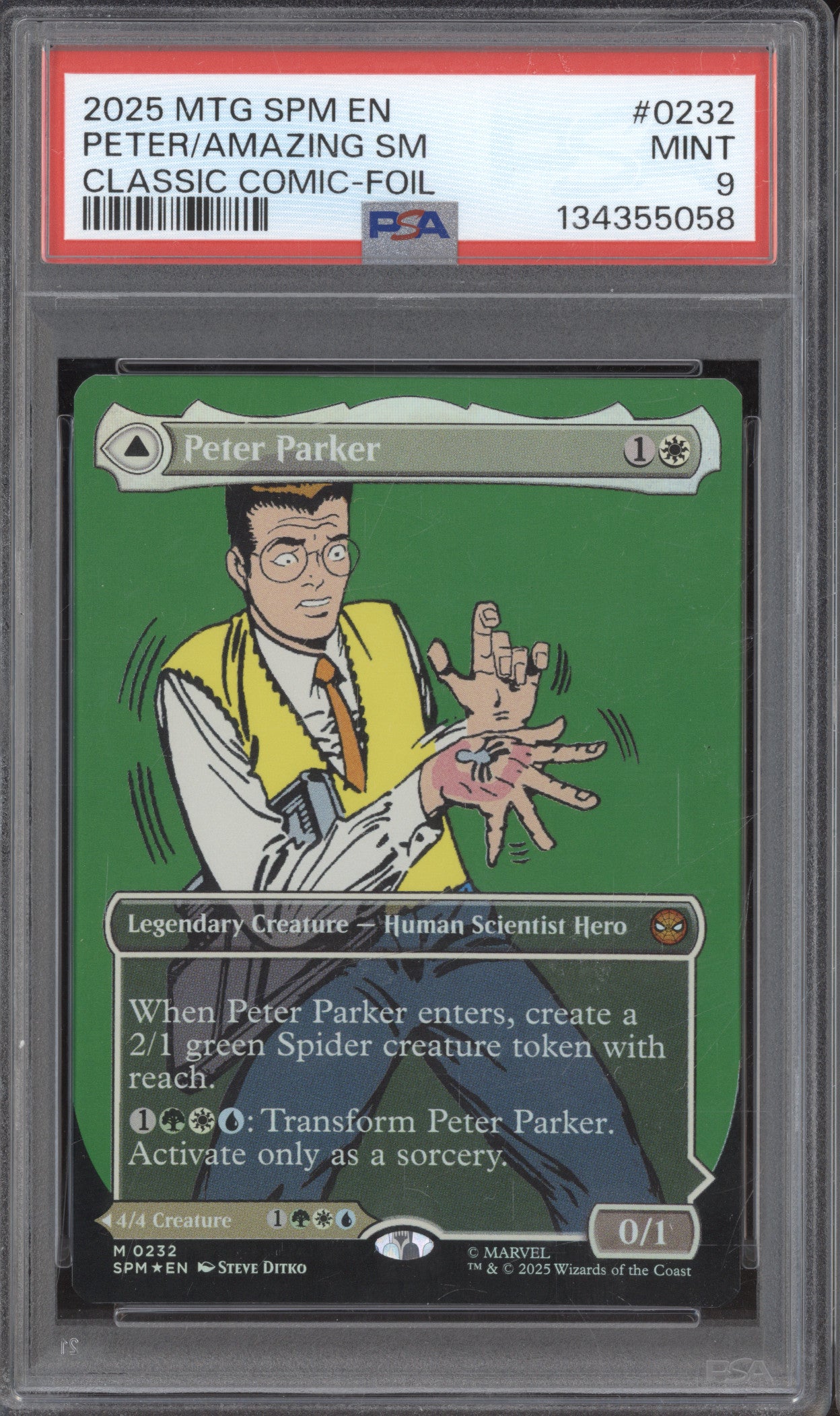 2025 MTG Marvel Spider-Man 0232 Peter Parker / Amazing Classic Comic-Foil PSA 9