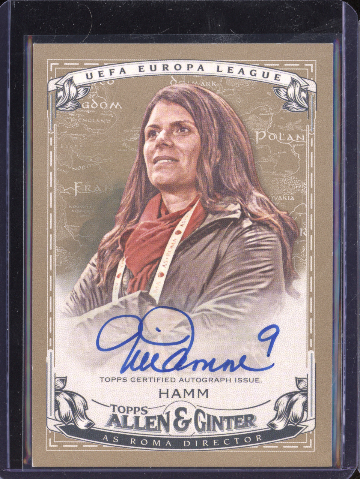 Mia Hamm 2023-24 Topps UCC L-MH A&G Famous Footballers and Star Auto Gold 42/50