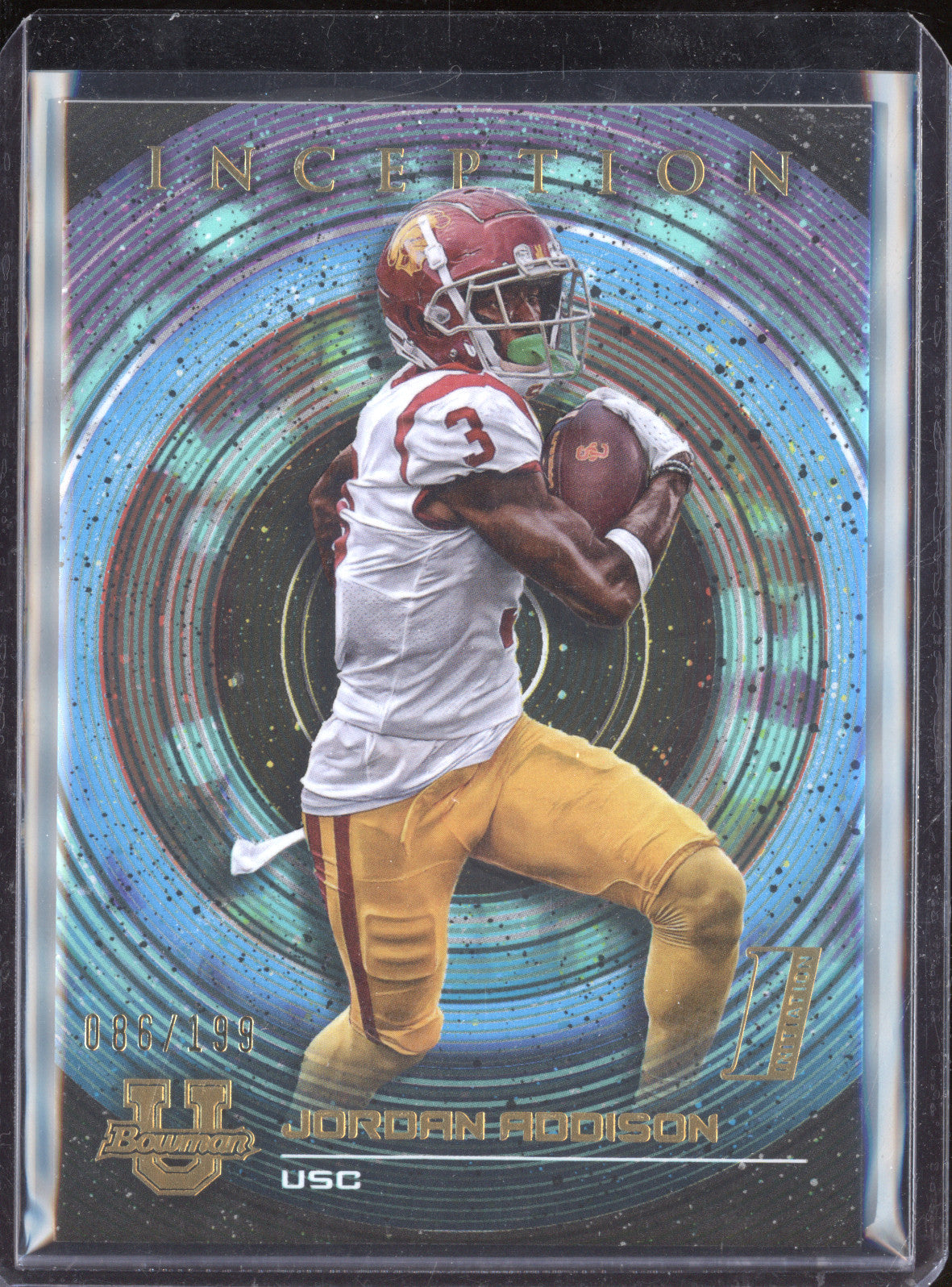Jordan Addison 2023 Topps Bowman U 65 Aqua V1 86/199