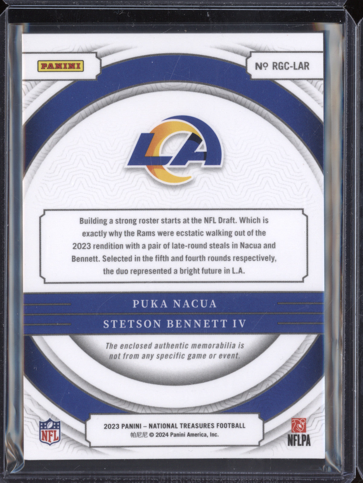 Puka Nacua Bennett IV 2023 Panini NT NFL Gear Dual Patch Holo Silver RC 13/25