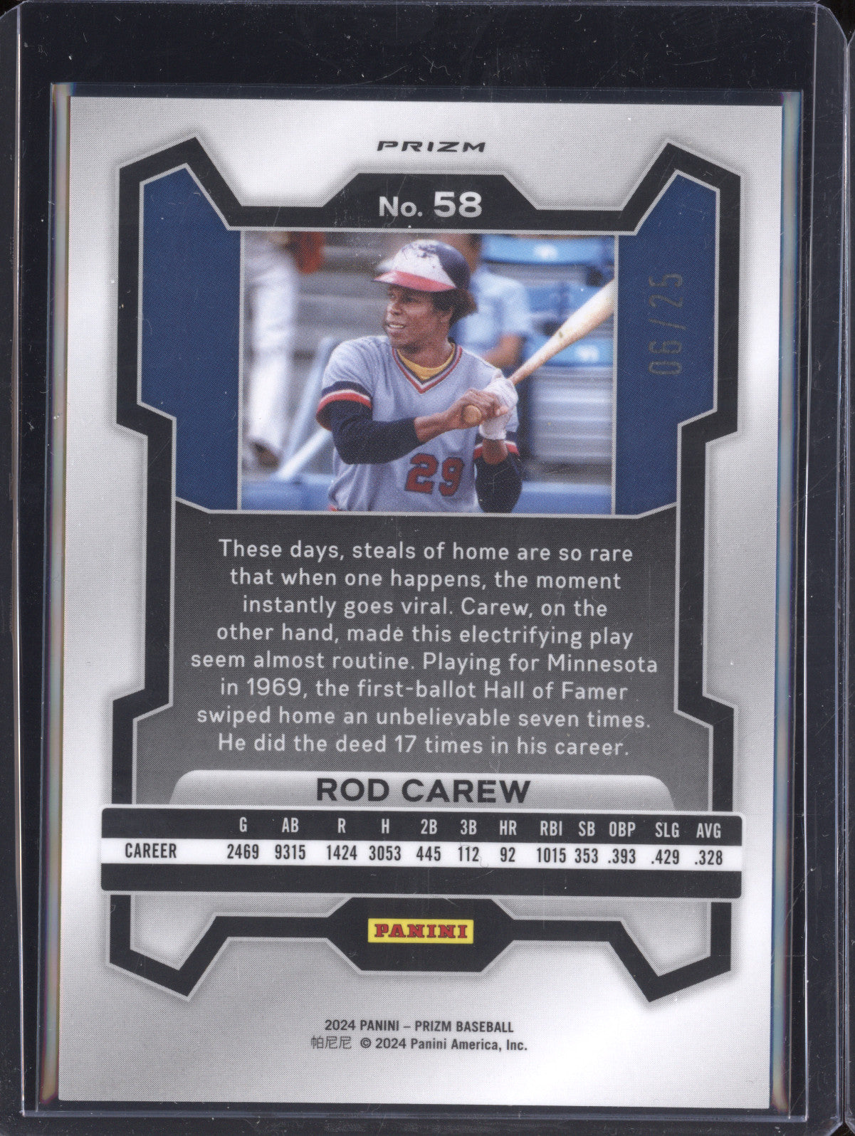 Rod Carew 2024 Panini Prizm 58 Mojo 6/25