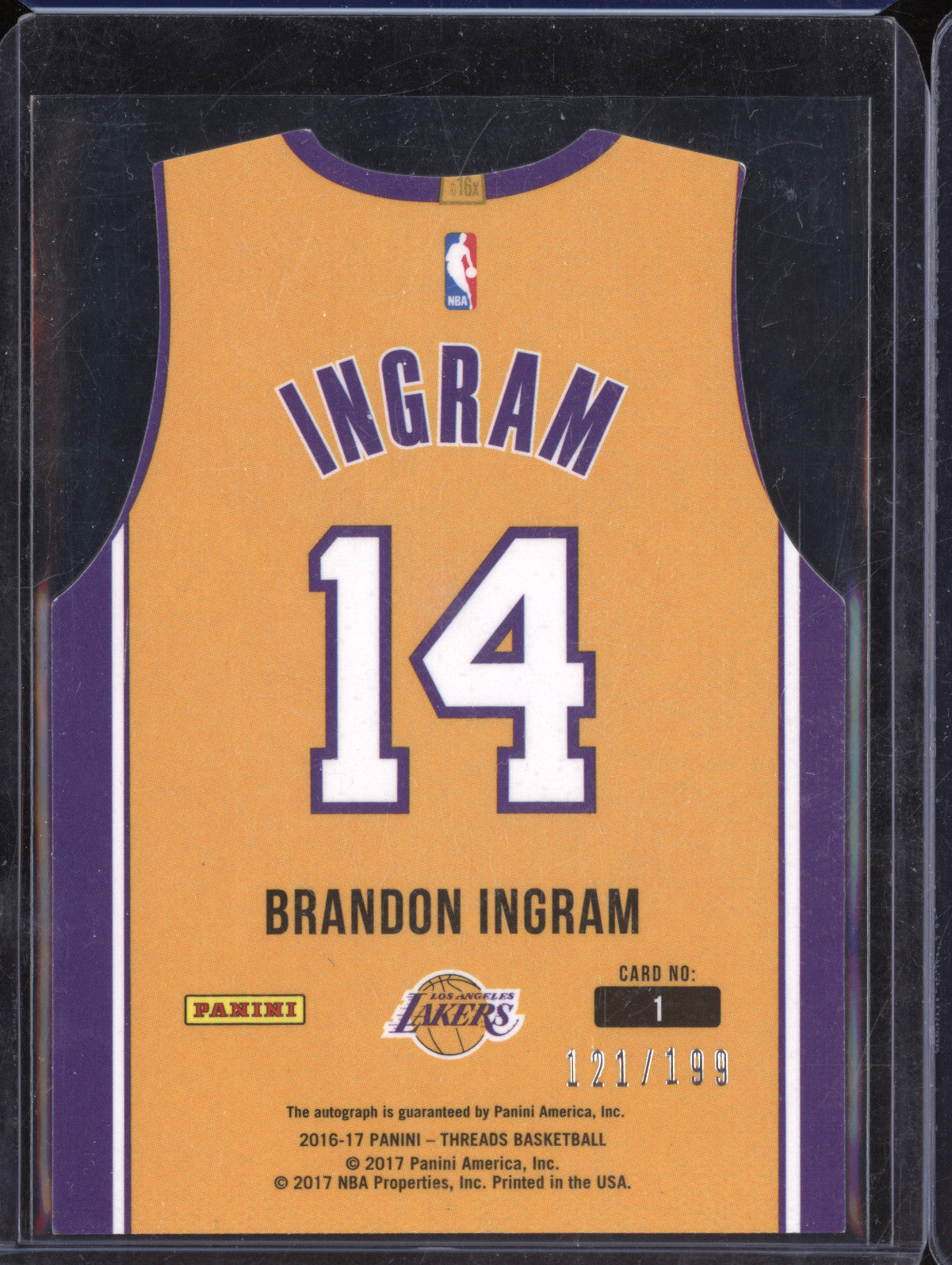 Brandon Ingram 2016-17 Panini Threads 1 Team Threads Rookie Die-Cut Auto 121/199
