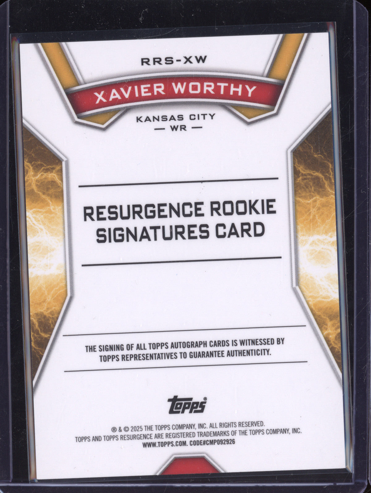 Xavier Worthy 2024 Topps Resurgence RRS-XW Rookie Auto Silver Static RC