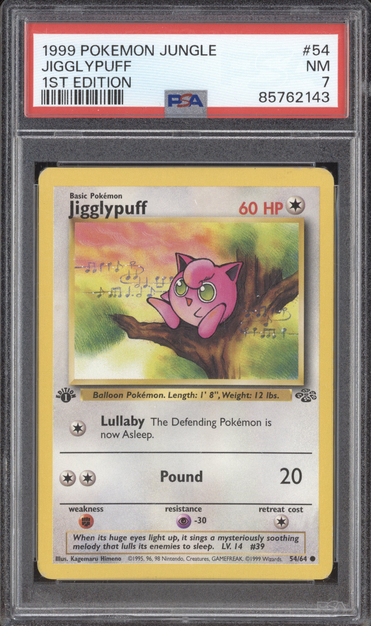 Jigglypuff 1999 Pokemon Jungle 54/64 1st Edition PSA 7
