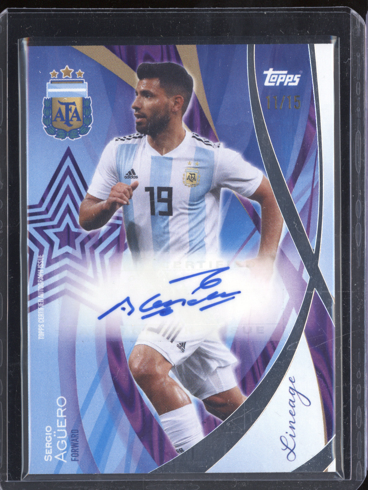 Sergio Aguero 2024 Topps Lineage Argentina LA-SA Legends Auto Purple 11/15