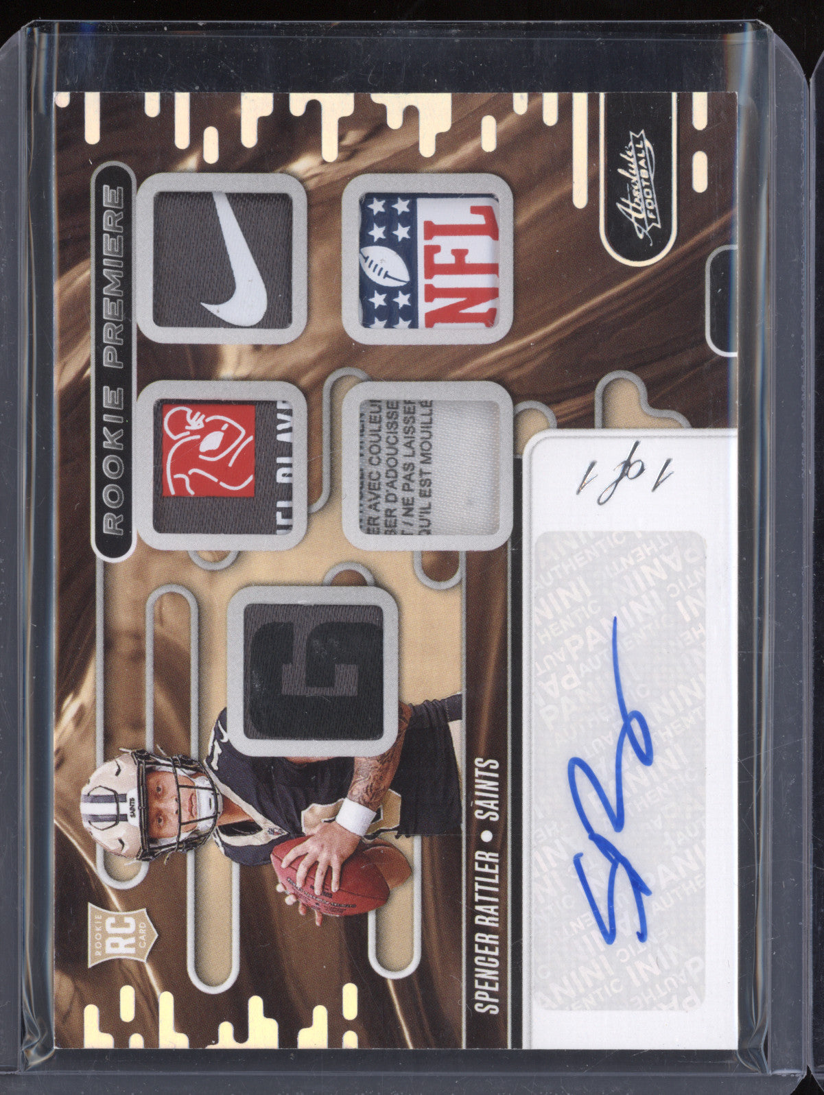 Spencer Rattler Panini Absolute RPMA-SRR Rookie Premiere Patch Auto Tags 1/1