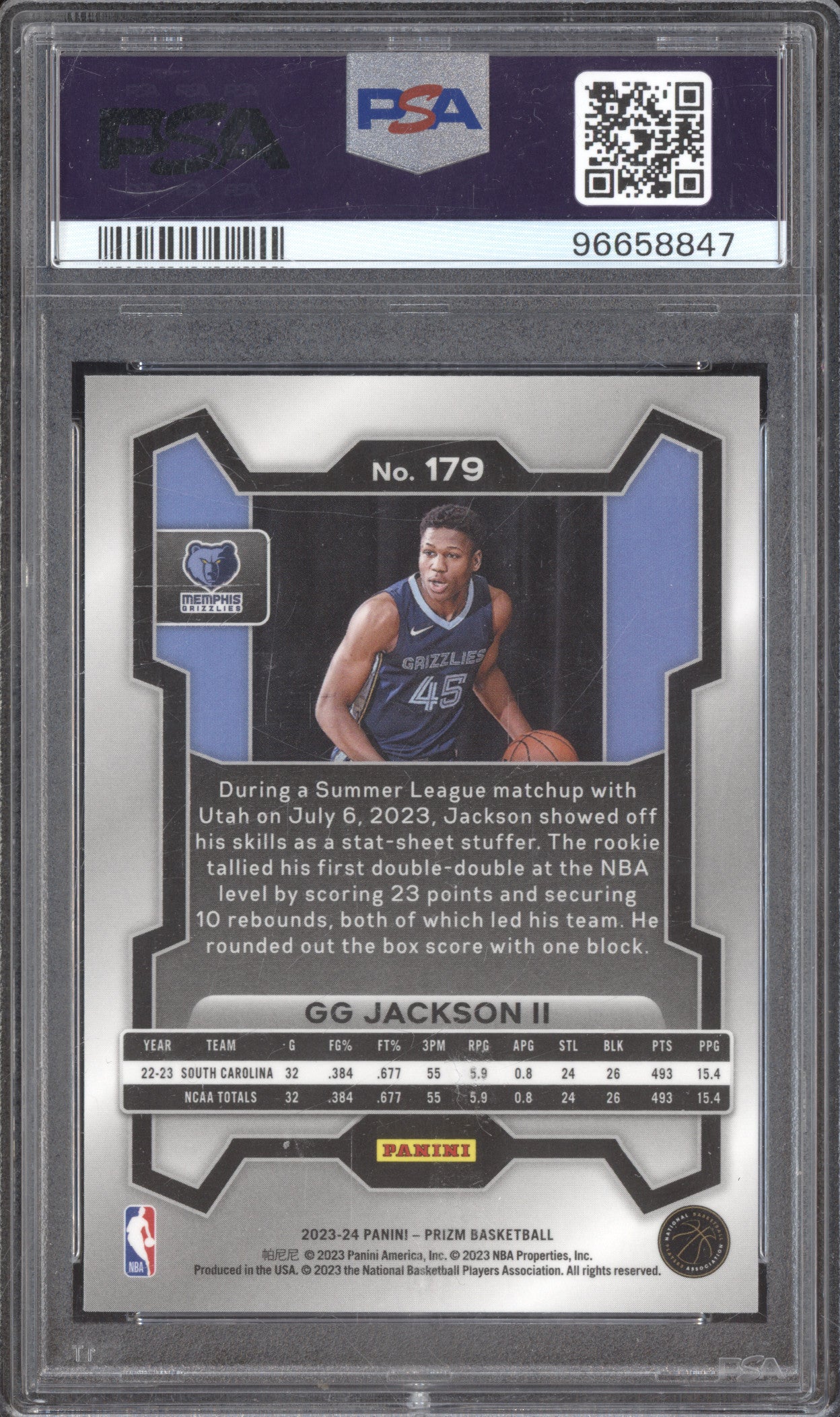 2023 Panini Prizm 179 GG Jackson II Base RC PSA 9