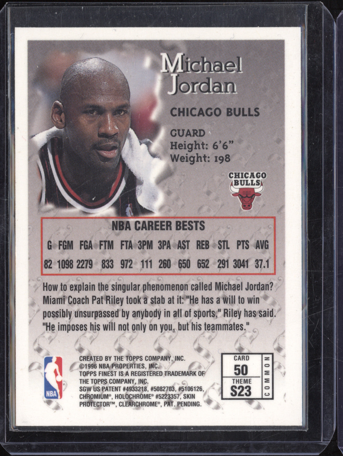 Michael Jordan 1996-97 Topps Finest 50 Sterling with Coating