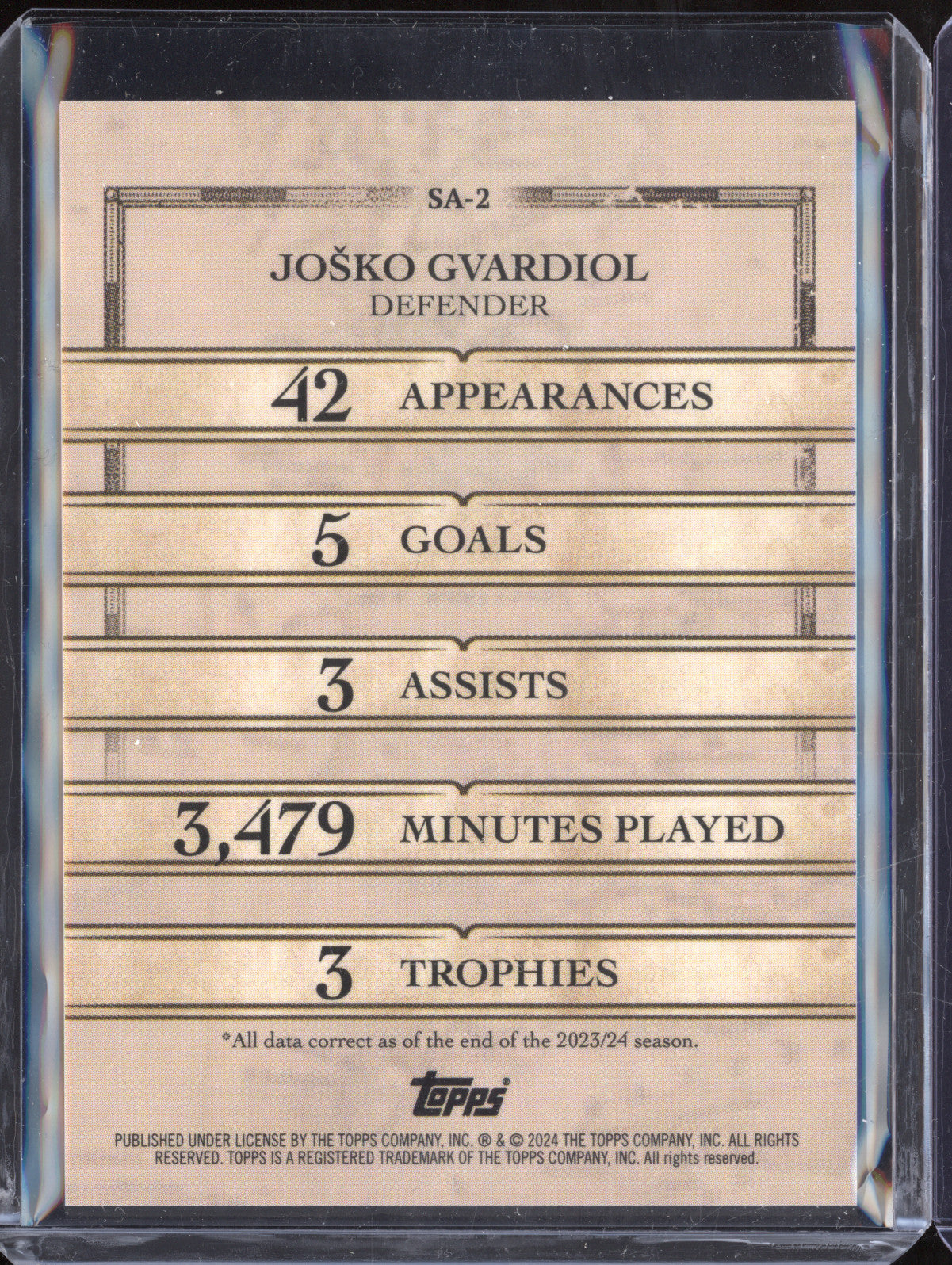 Josko Gvardiol 2024-25 Topps Blue Moon Manchester City SA-2 Sail Away 18/25