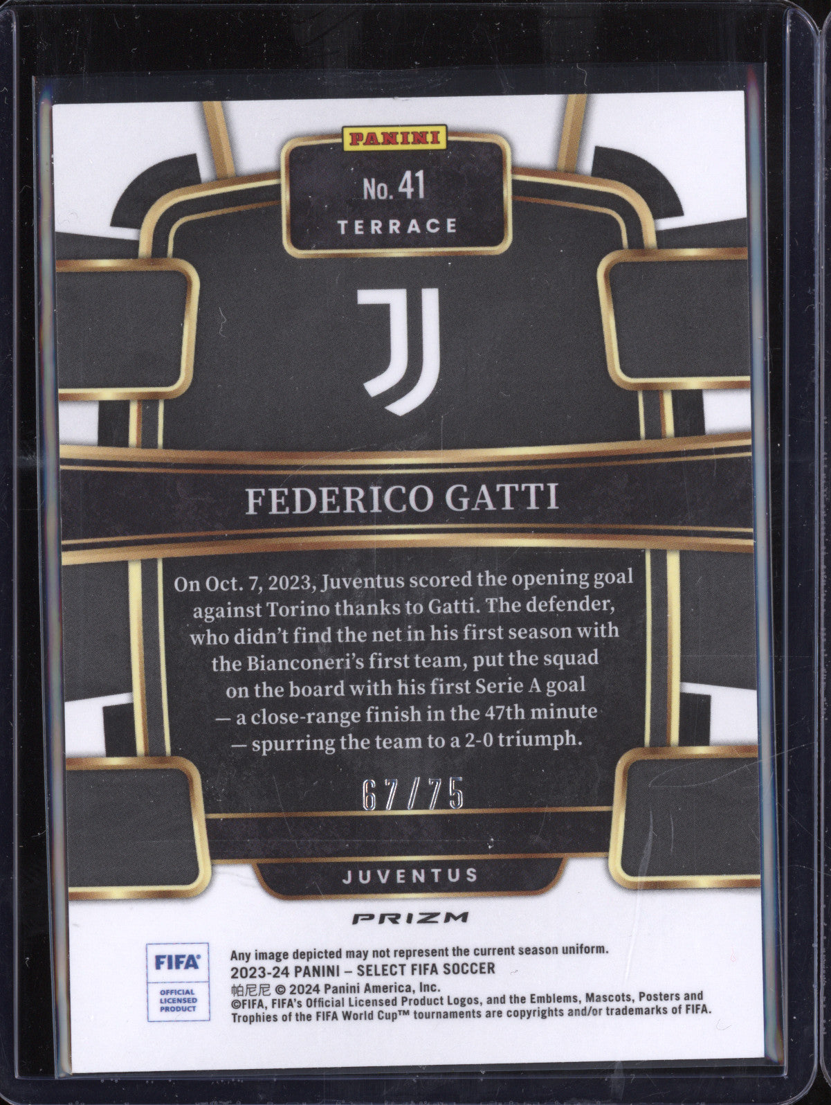 Federico Gatti 2023-24 Panini Select FIFA 41 Pink RC 67/75